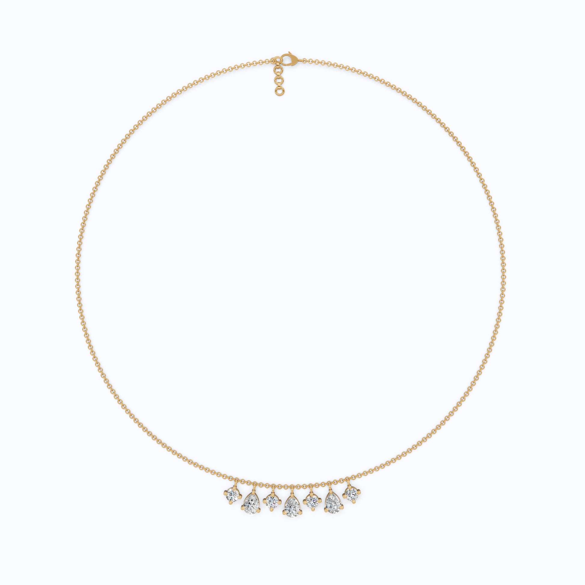 14K Yellow Gold Pear & Round Lab Diamond Solitaire Necklace, 3.37 TCW – Modern Bridal Jewelry, Gift for Her, Handmade Necklace