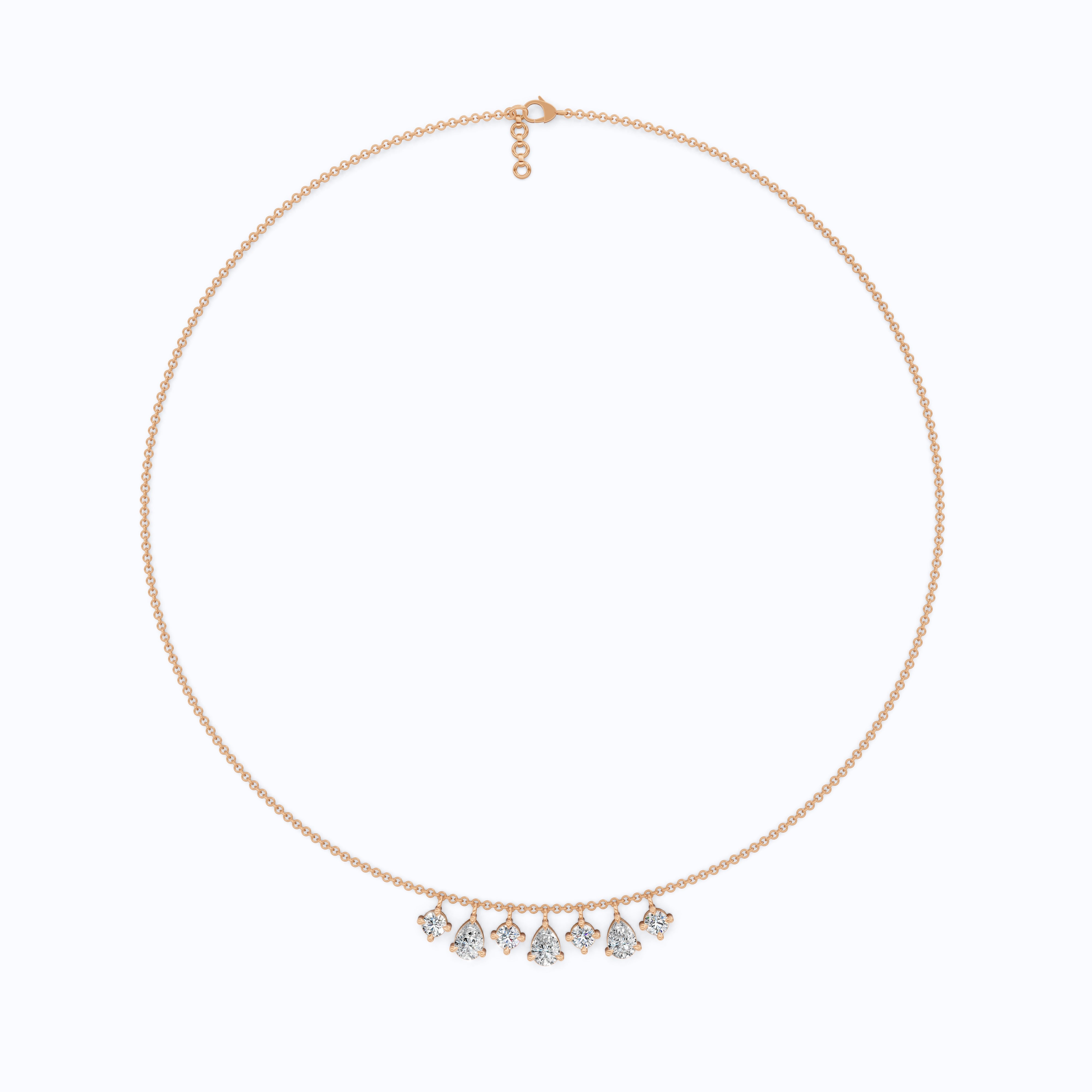 14K Yellow Gold Pear & Round Lab Diamond Solitaire Necklace, 3.37 TCW – Modern Bridal Jewelry, Gift for Her, Handmade Necklace