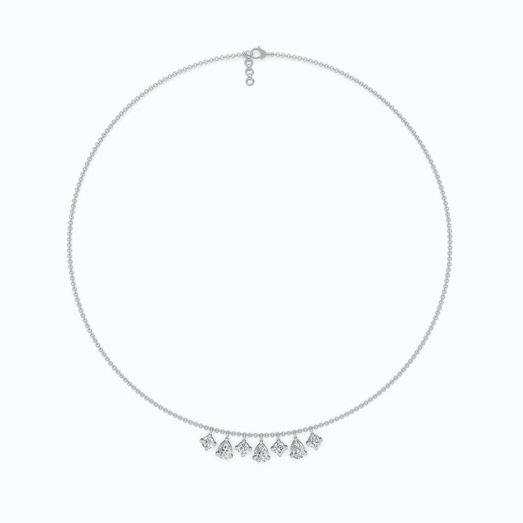 14K Yellow Gold Pear & Round Lab Diamond Solitaire Necklace, 3.37 TCW – Modern Bridal Jewelry, Gift for Her, Handmade Necklace