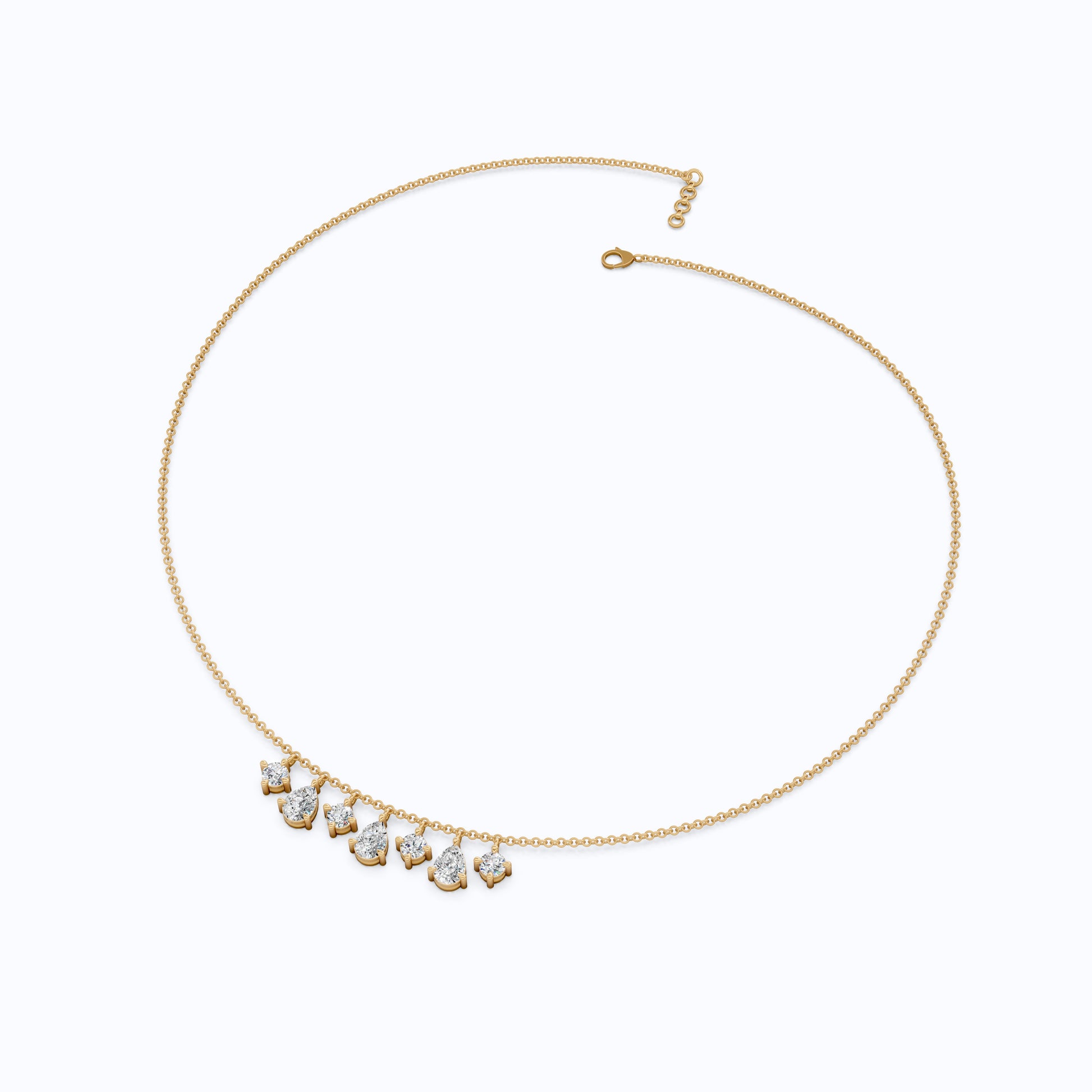 14K Yellow Gold Pear & Round Lab Diamond Solitaire Necklace, 3.37 TCW – Modern Bridal Jewelry, Gift for Her, Handmade Necklace