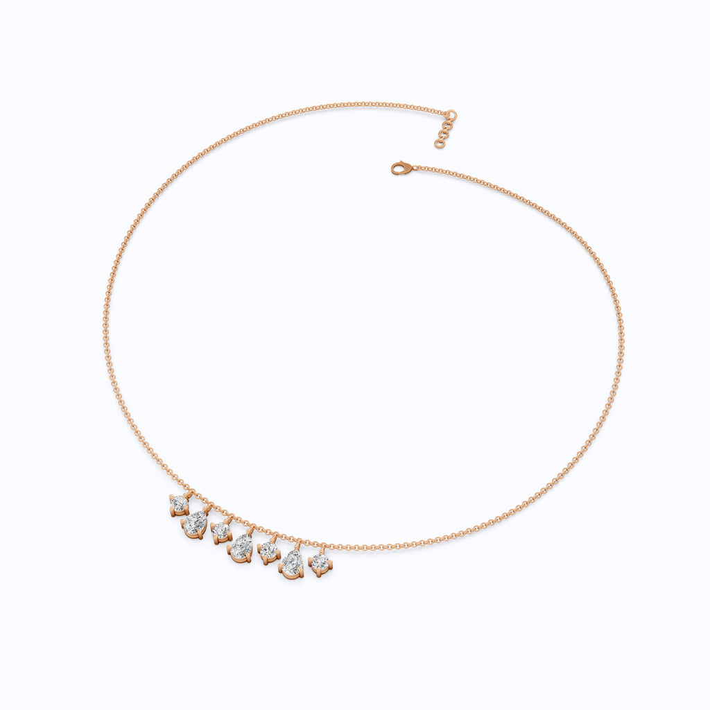 14K Yellow Gold Pear & Round Lab Diamond Solitaire Necklace, 3.37 TCW – Modern Bridal Jewelry, Gift for Her, Handmade Necklace