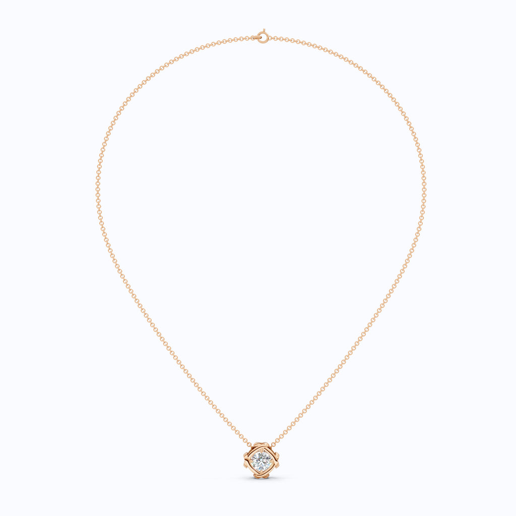 Criss Cross Round Solitaire Pendant in 14k Solid Gold, 1.32 CT Round Cut Lab Grown Diamond, Anniversary Gift for Wife, Wedding Jewelry