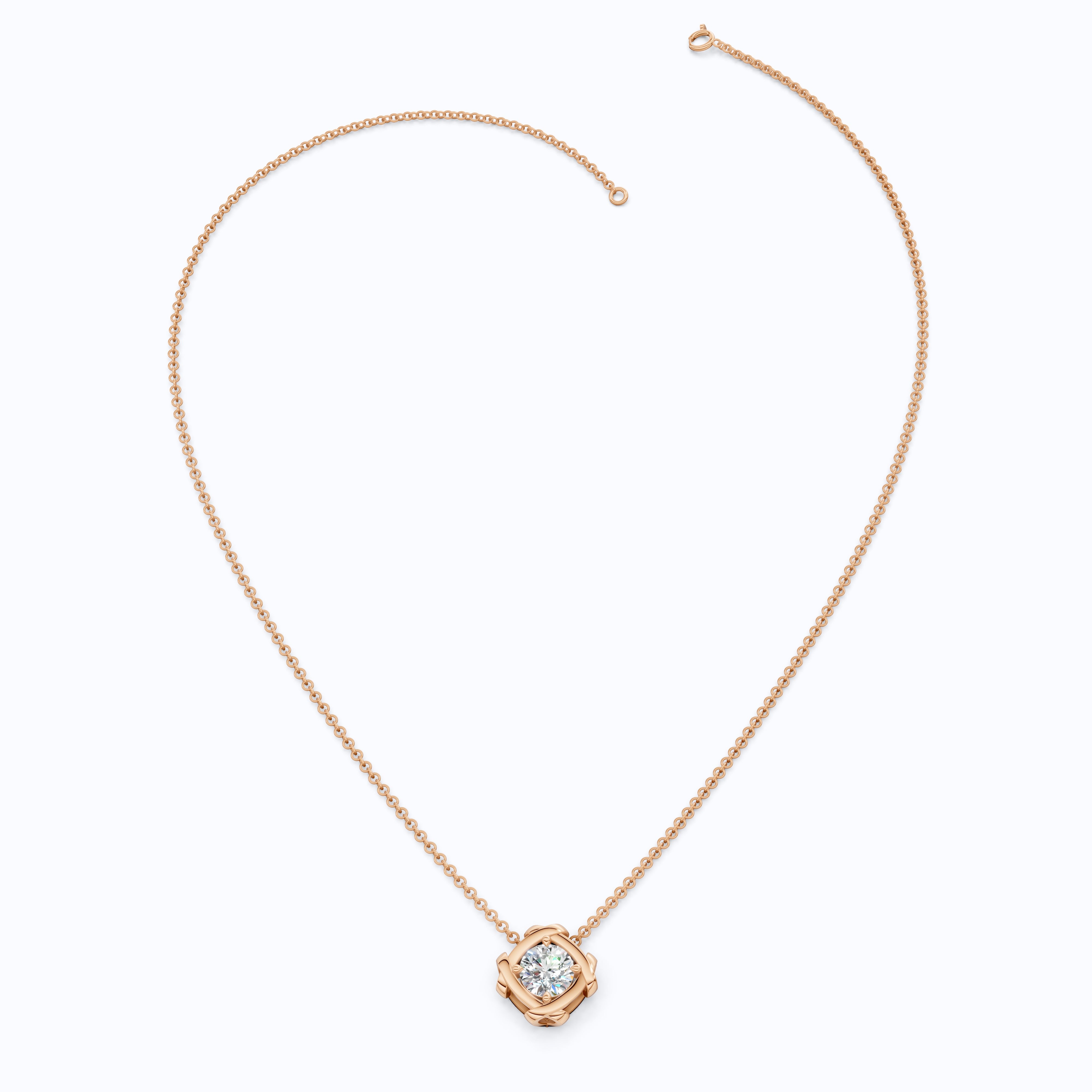Criss Cross Round Solitaire Pendant in 14k Solid Gold, 1.32 CT Round Cut Lab Grown Diamond, Anniversary Gift for Wife, Wedding Jewelry