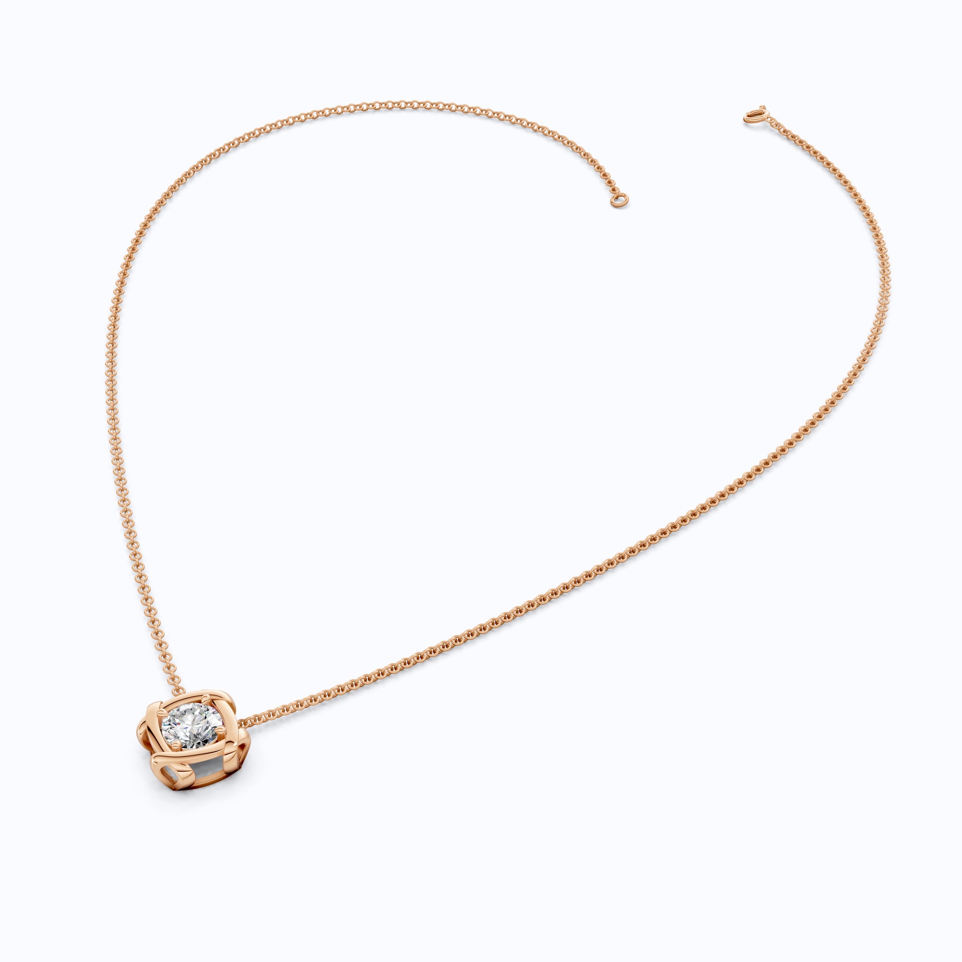 Criss Cross Round Solitaire Pendant in 14k Solid Gold, 1.32 CT Round Cut Lab Grown Diamond, Anniversary Gift for Wife, Wedding Jewelry