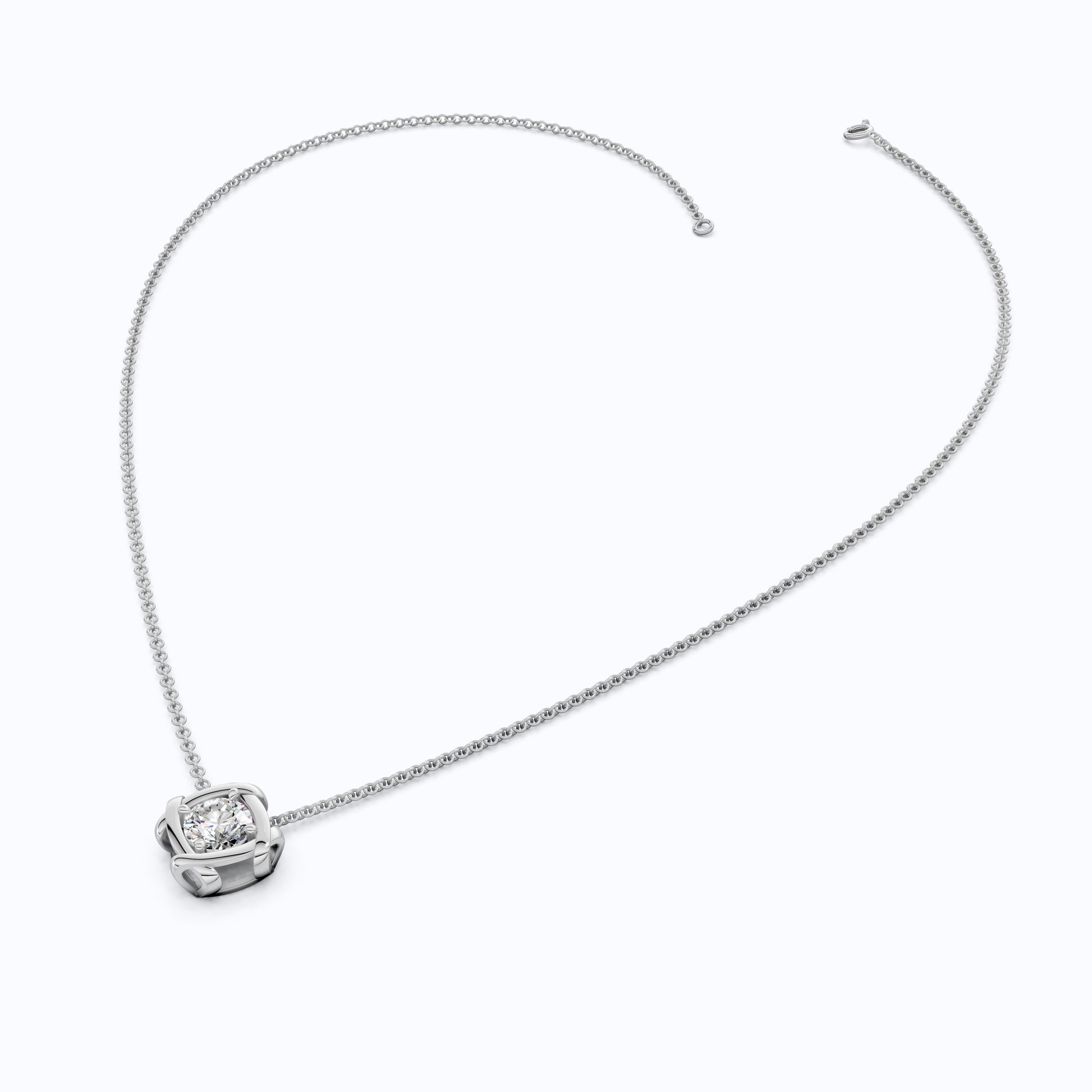 Criss Cross Round Solitaire Pendant in 14k Solid Gold, 1.32 CT Round Cut Lab Grown Diamond, Anniversary Gift for Wife, Wedding Jewelry