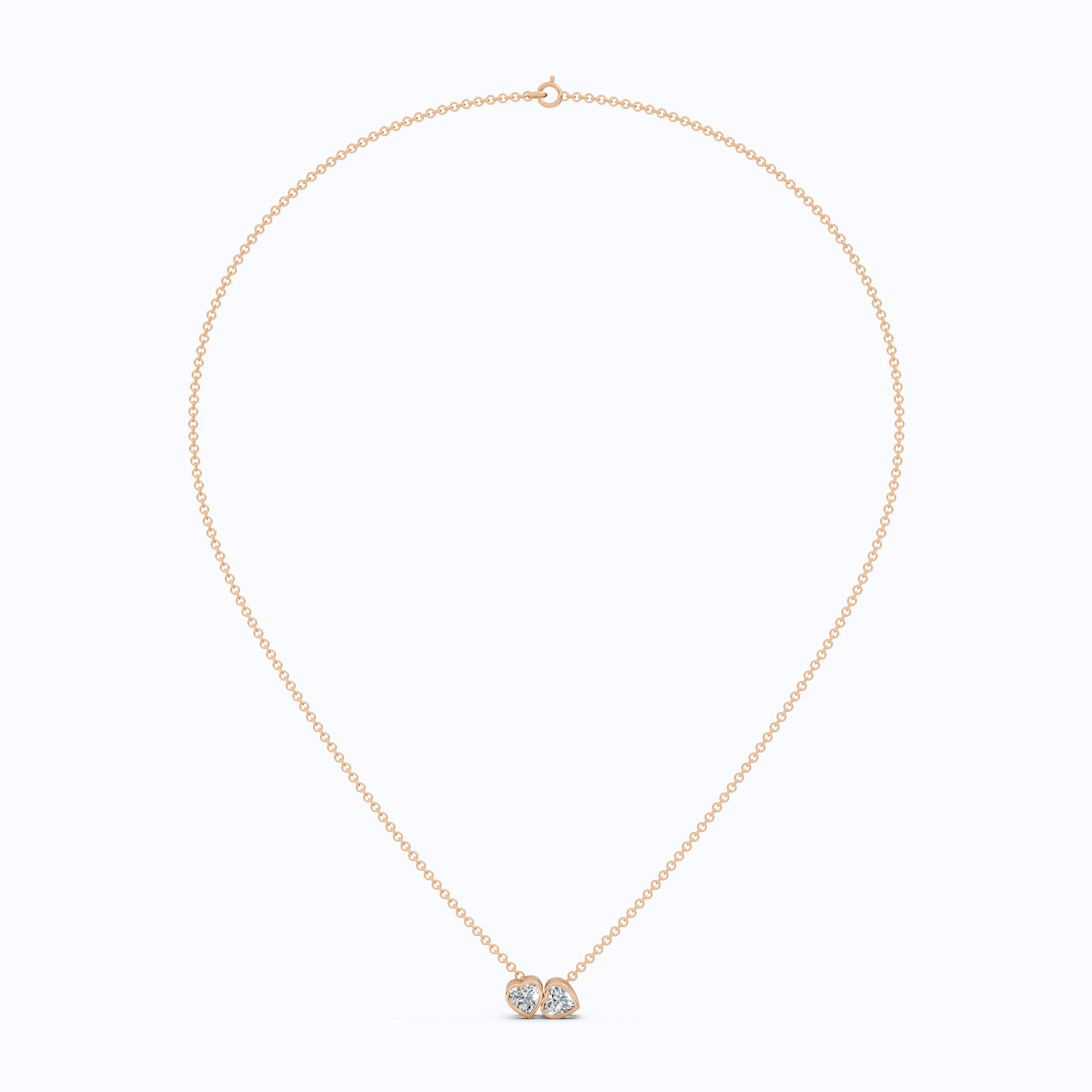 Interlocking Heart Diamond Bezel Two Stone Pendant in Lab Grown Diamond-14k Solid Gold, 1.00 TCW Heart Cut Lab Created Diamonds, Anniversary Gift For Love