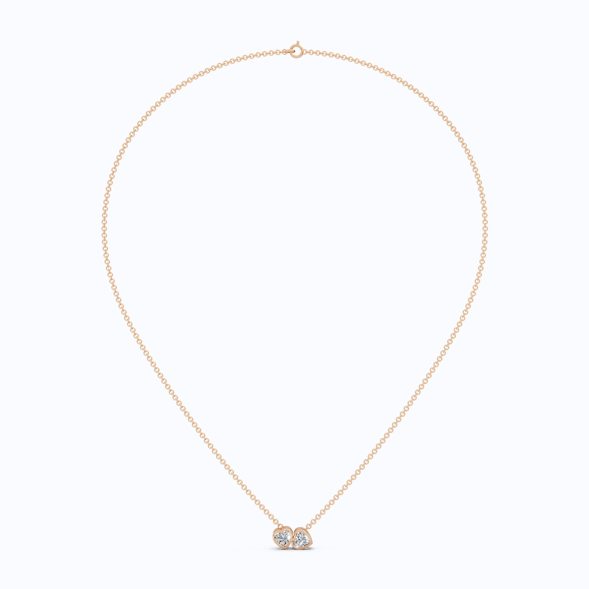 Interlocking Heart Diamond Bezel Two Stone Pendant in Lab Grown Diamond-14k Solid Gold, 1.00 TCW Heart Cut Lab Created Diamonds, Anniversary Gift For Love