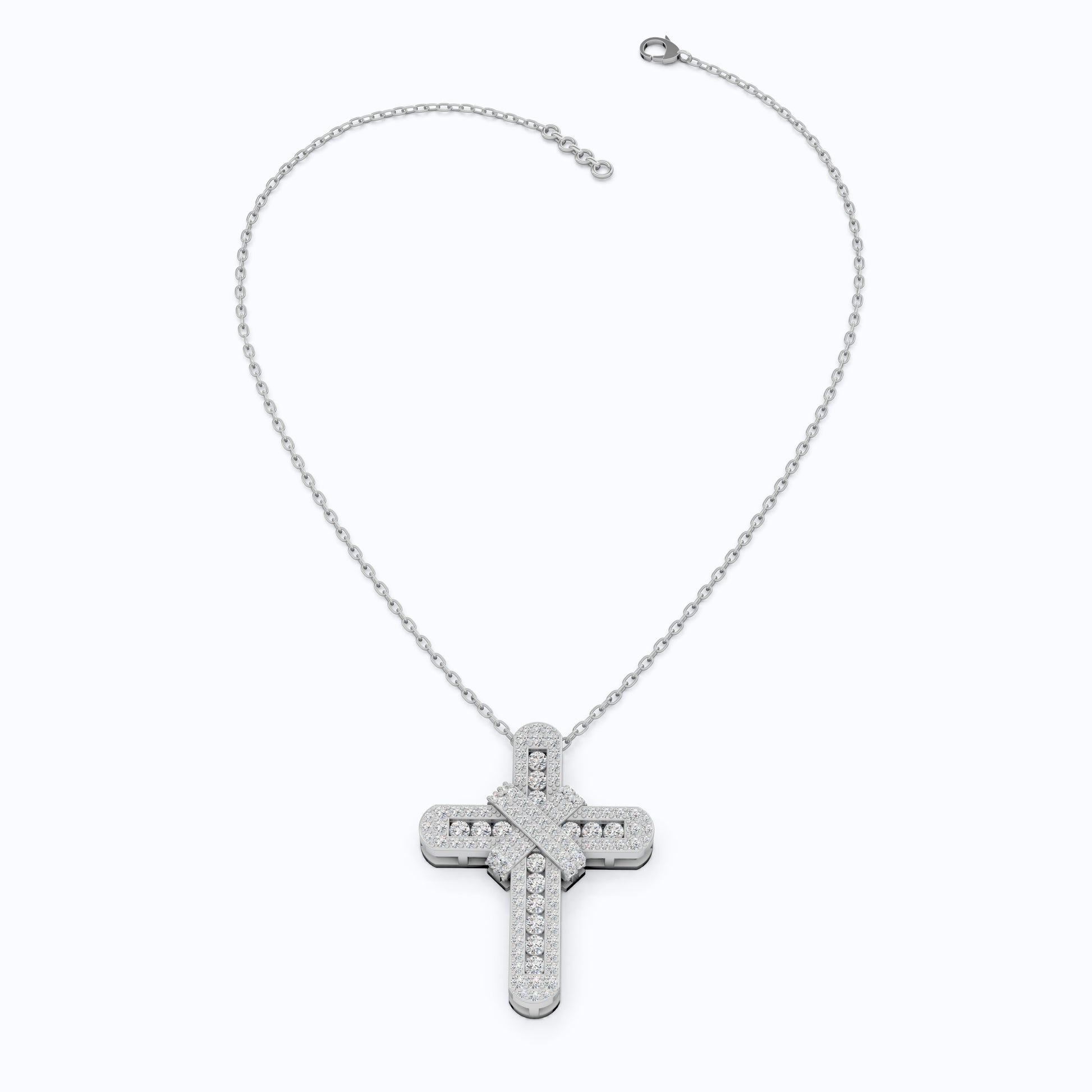 Bold Clustered Pave Cross Religious Pendant with Wrapped Design in Lab Grown Diamond-14k Solid Gold, Unique Charm Pendant, Wedding Gift for Her/Him