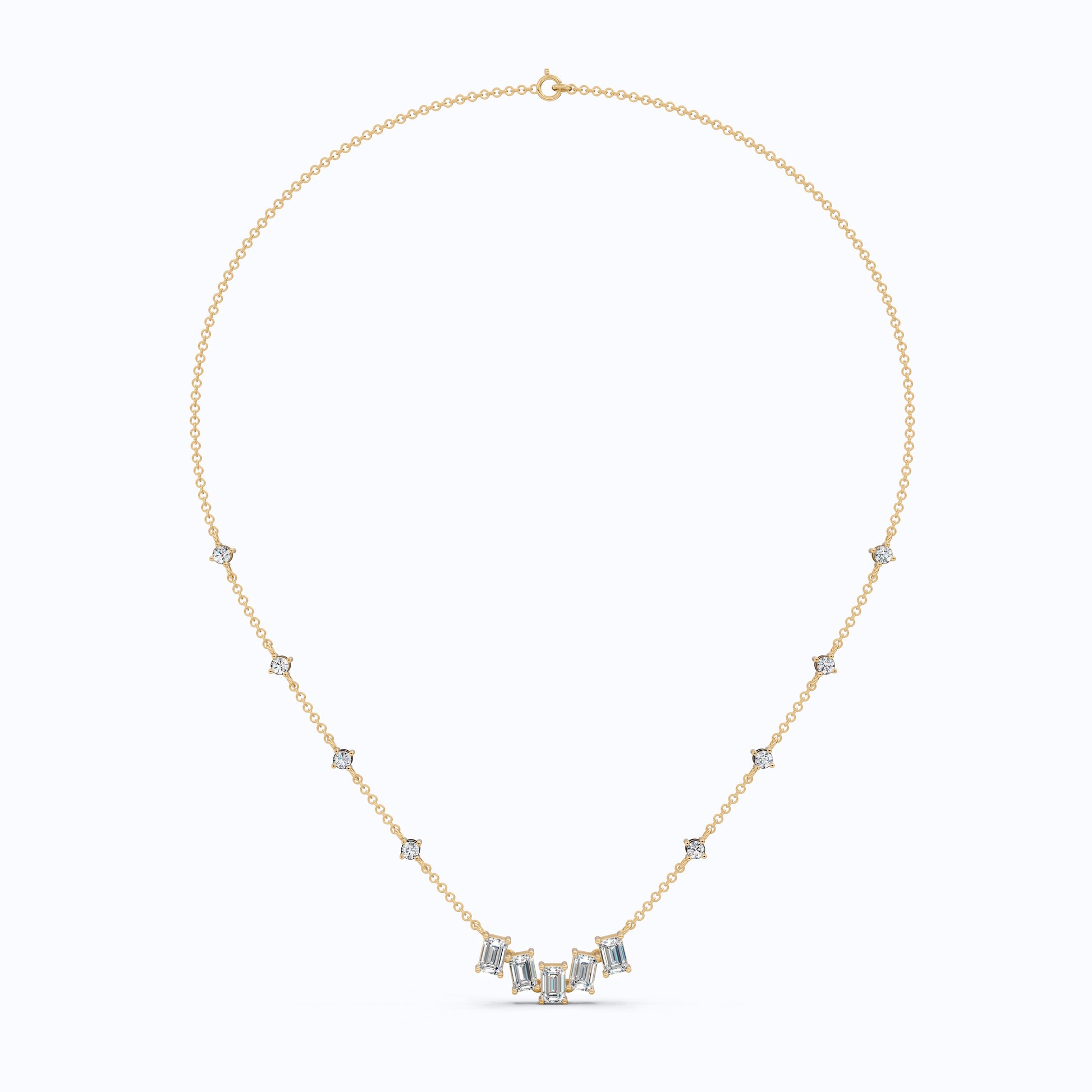 Elegant Five Stone Bar Unique Pendant Necklace with Station Diamonds in Lab Grown Diamond-14k Solid Gold, Wedding Gift for Her