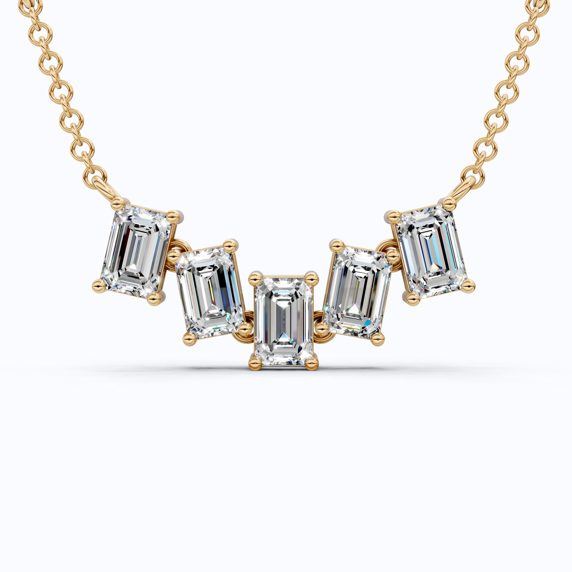 Elegant Five Stone Bar Unique Pendant Necklace with Station Diamonds in Lab Grown Diamond-14k Solid Gold, Wedding Gift for Her