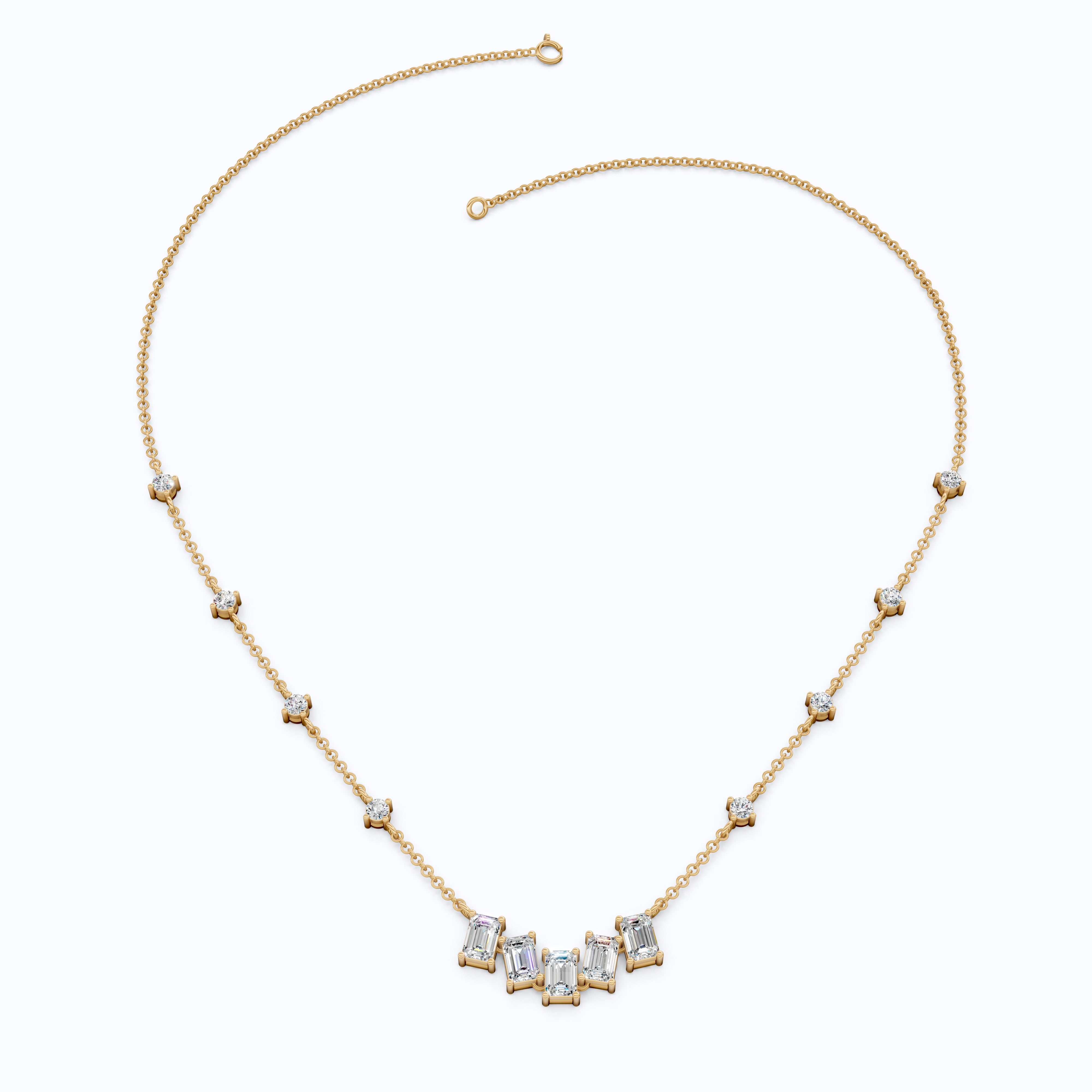 Elegant Five Stone Bar Unique Pendant Necklace with Station Diamonds in Lab Grown Diamond-14k Solid Gold, Wedding Gift for Her
