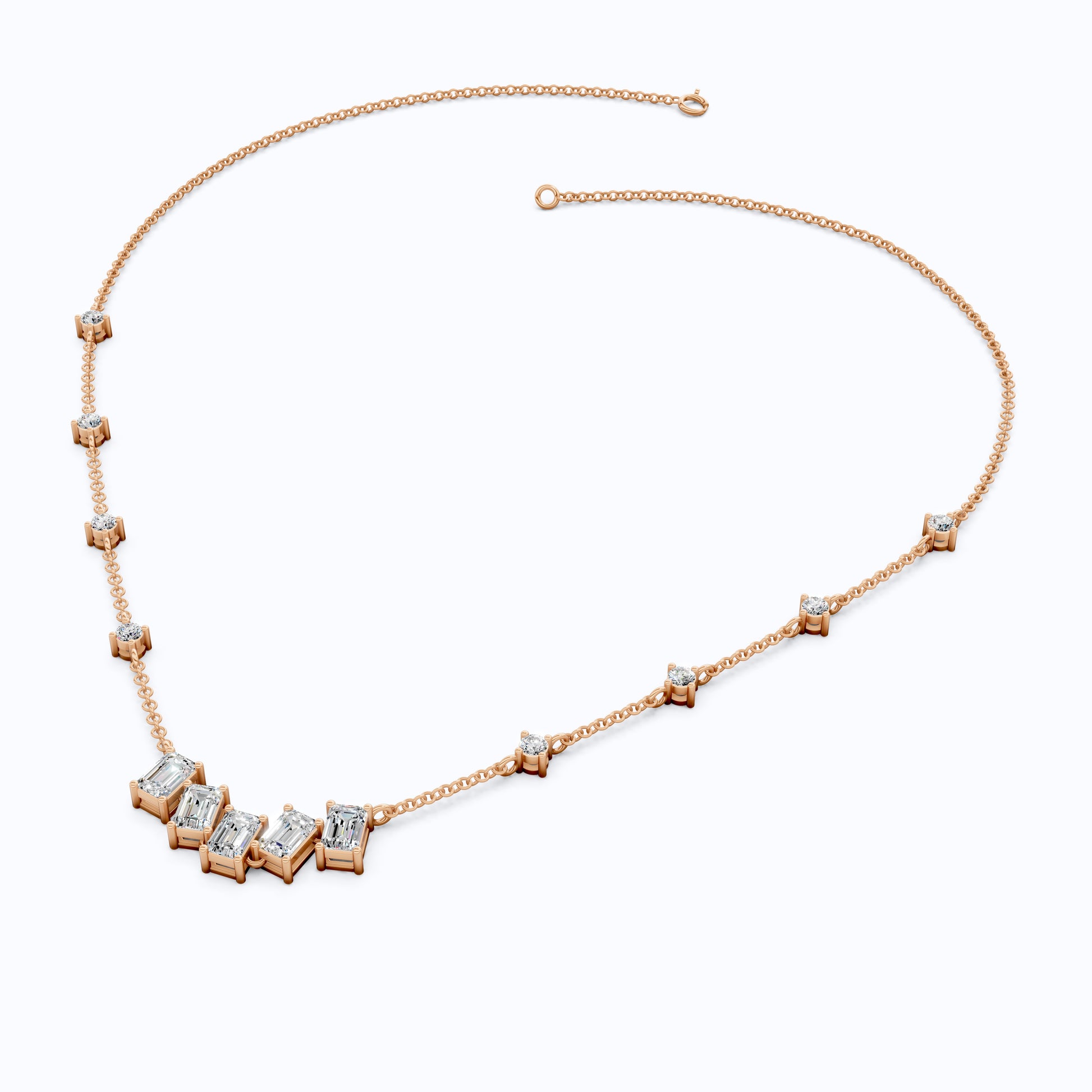 Elegant Five Stone Bar Unique Pendant Necklace with Station Diamonds in Lab Grown Diamond-14k Solid Gold, Wedding Gift for Her