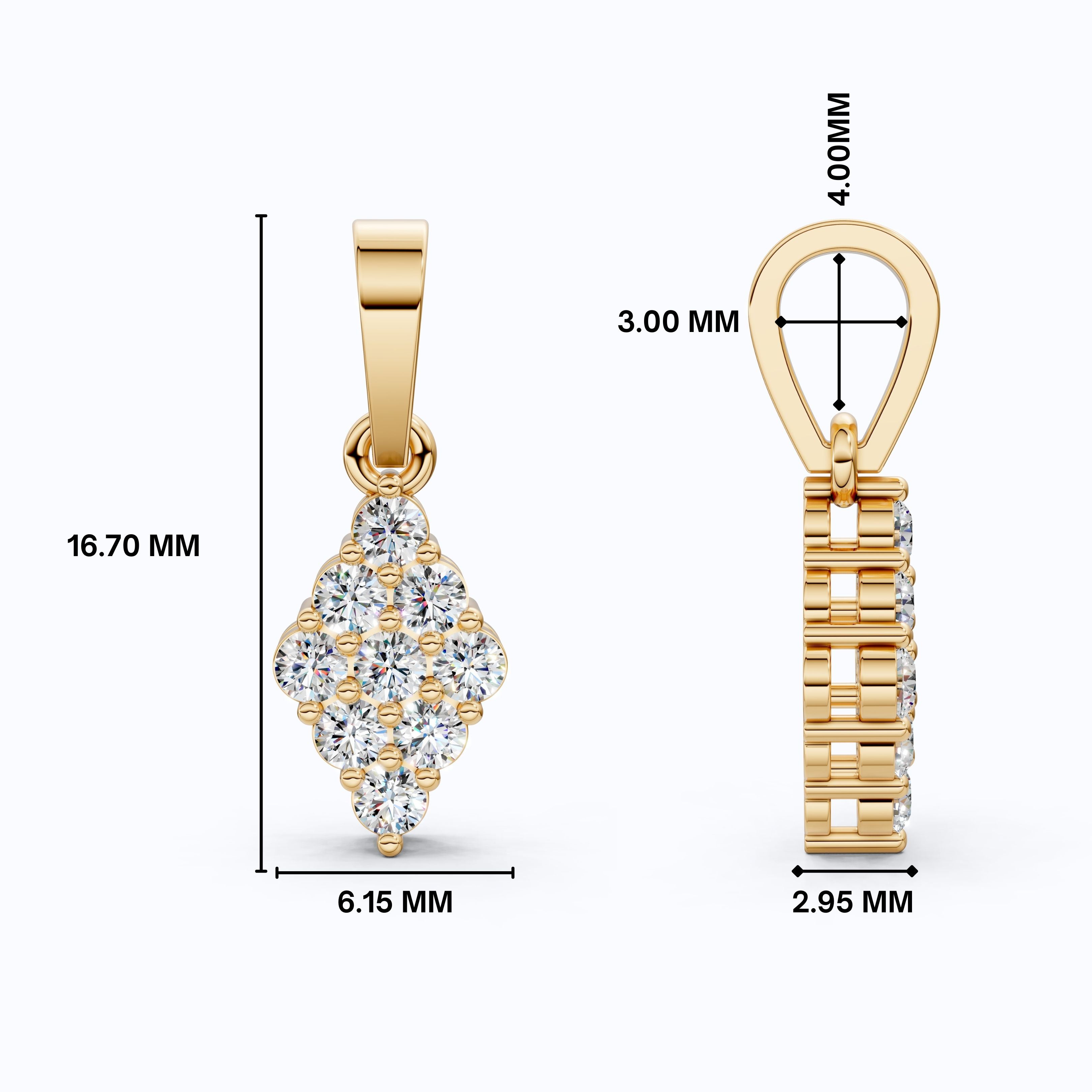 Vintage Marquise Cluster Wedding Pendant in Lab Grown Diamond – 14k Solid Gold, Bridal Jewelry for Women