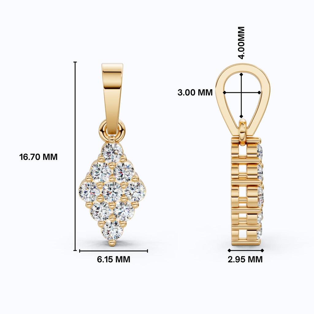 Vintage Marquise Cluster Wedding Pendant in Lab Grown Diamond – 14k Solid Gold, Bridal Jewelry for Women