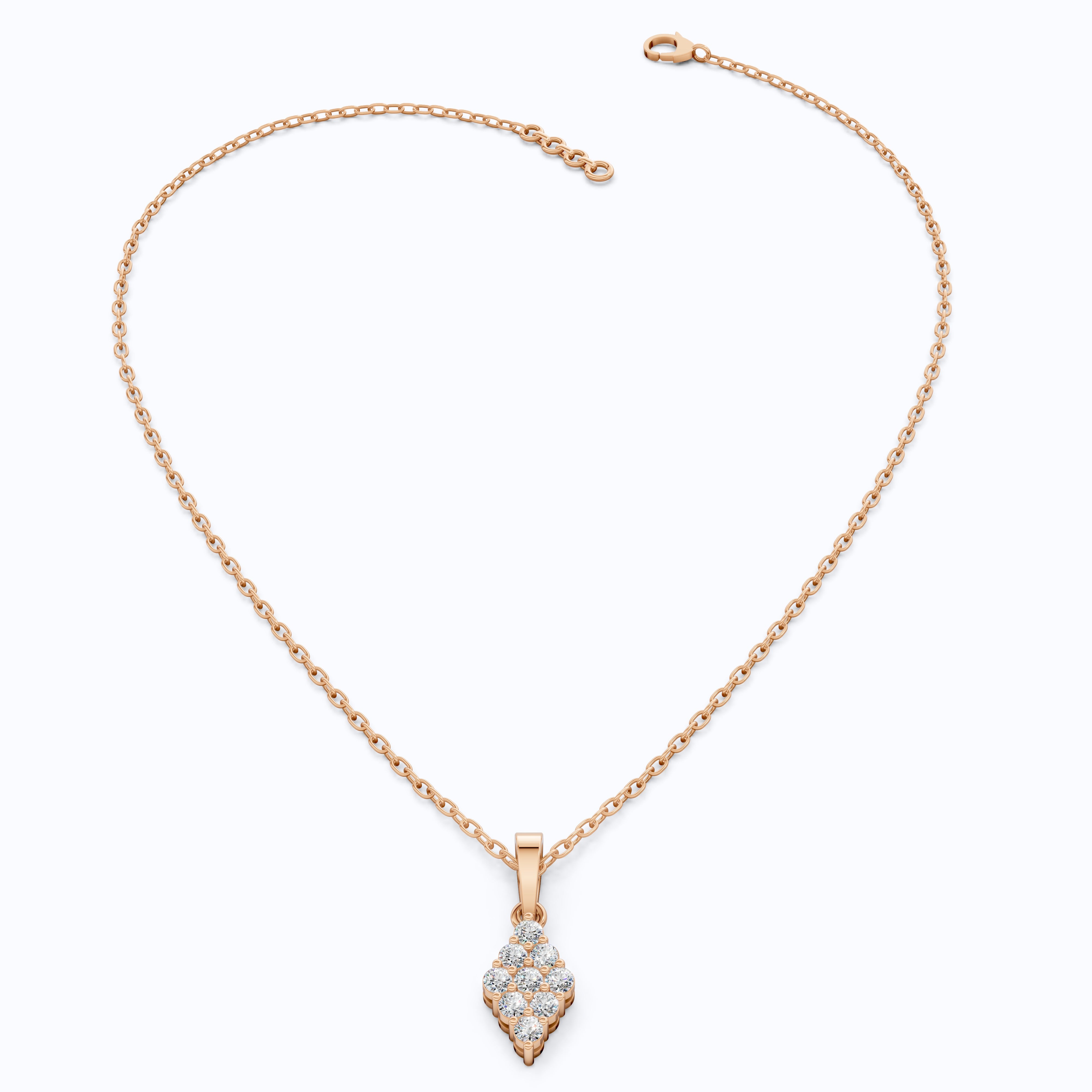 Vintage Marquise Cluster Wedding Pendant in Lab Grown Diamond – 14k Solid Gold, Bridal Jewelry for Women