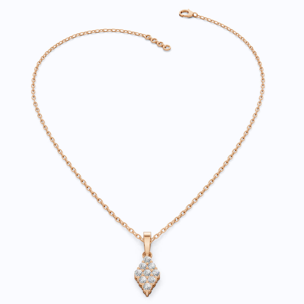 Vintage Marquise Cluster Wedding Pendant in Lab Grown Diamond – 14k Solid Gold, Bridal Jewelry for Women