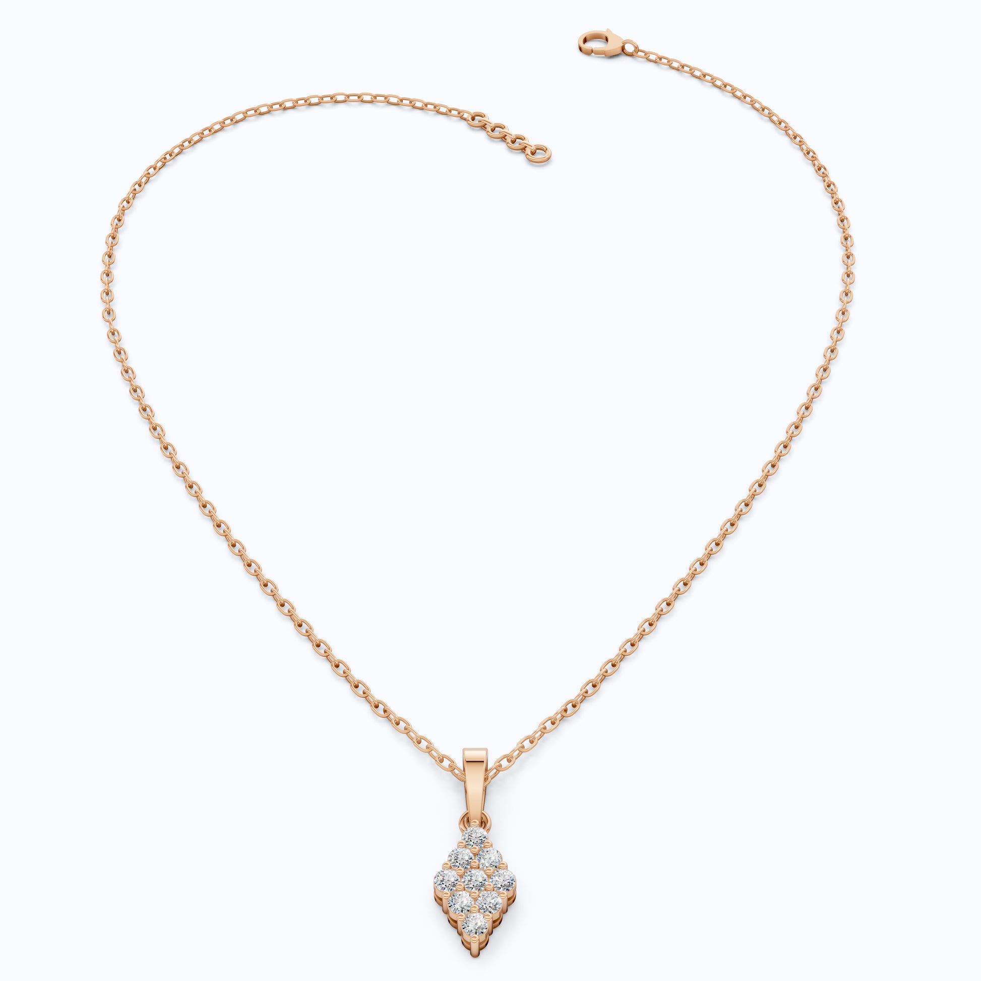 Vintage Marquise Cluster Wedding Pendant in Lab Grown Diamond – 14k Solid Gold, Bridal Jewelry for Women