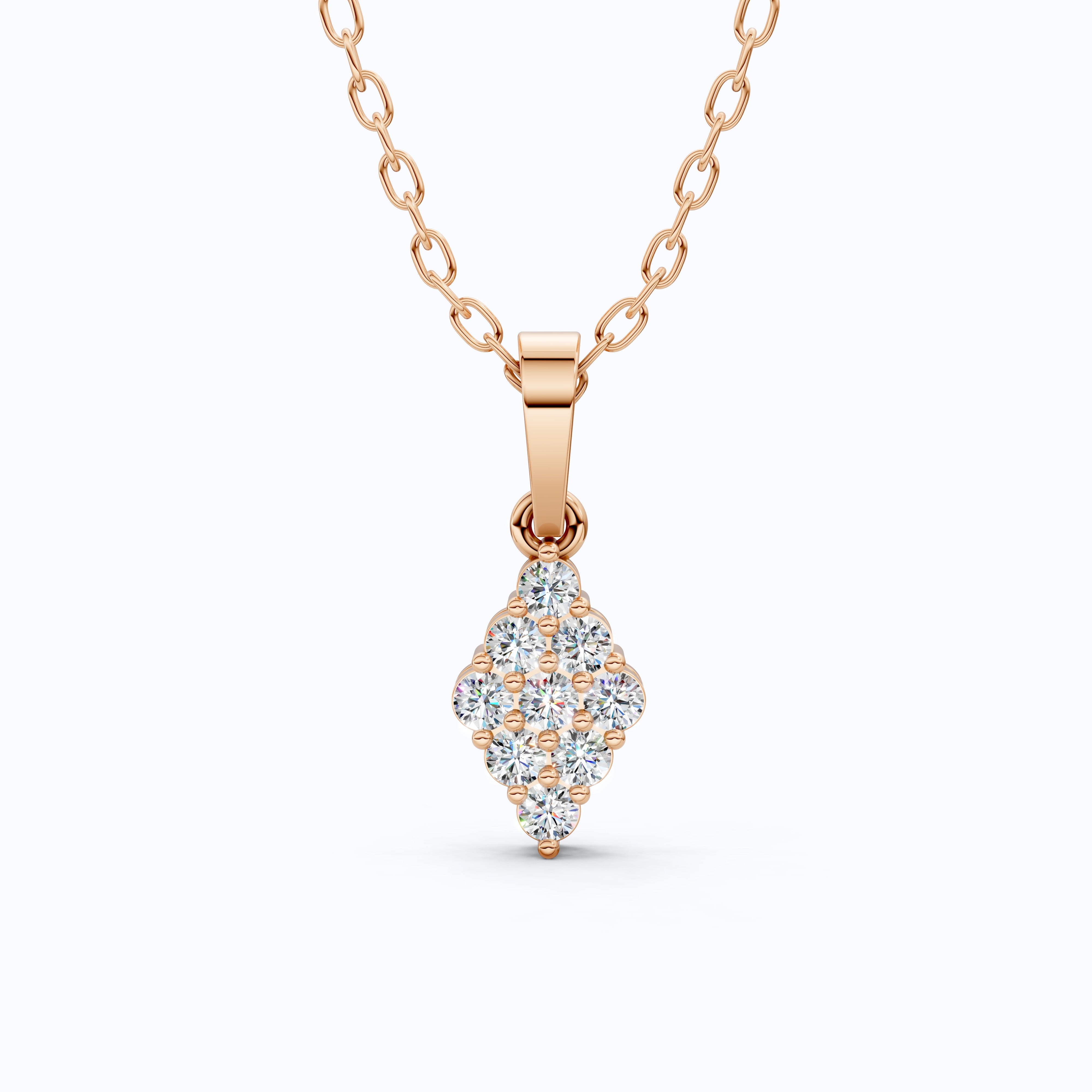 Vintage Marquise Cluster Wedding Pendant in Lab Grown Diamond – 14k Solid Gold, Bridal Jewelry for Women