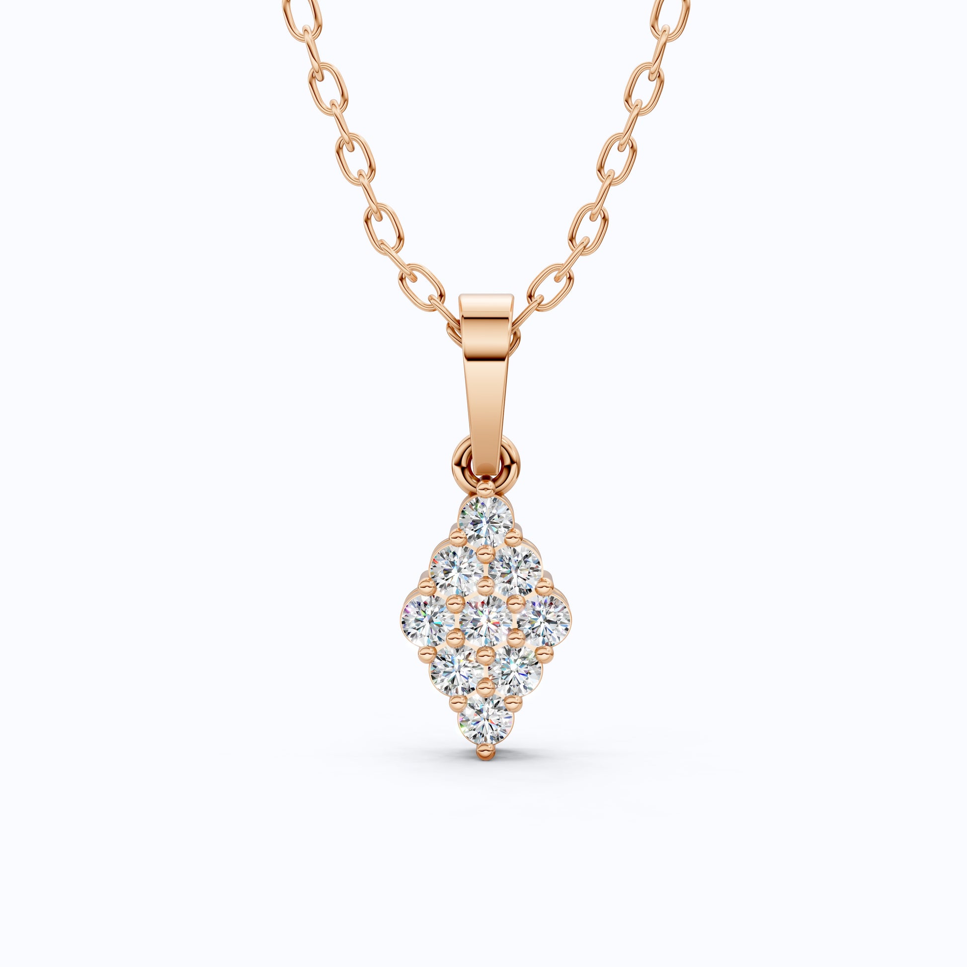 Vintage Marquise Cluster Wedding Pendant in Lab Grown Diamond – 14k Solid Gold, Bridal Jewelry for Women