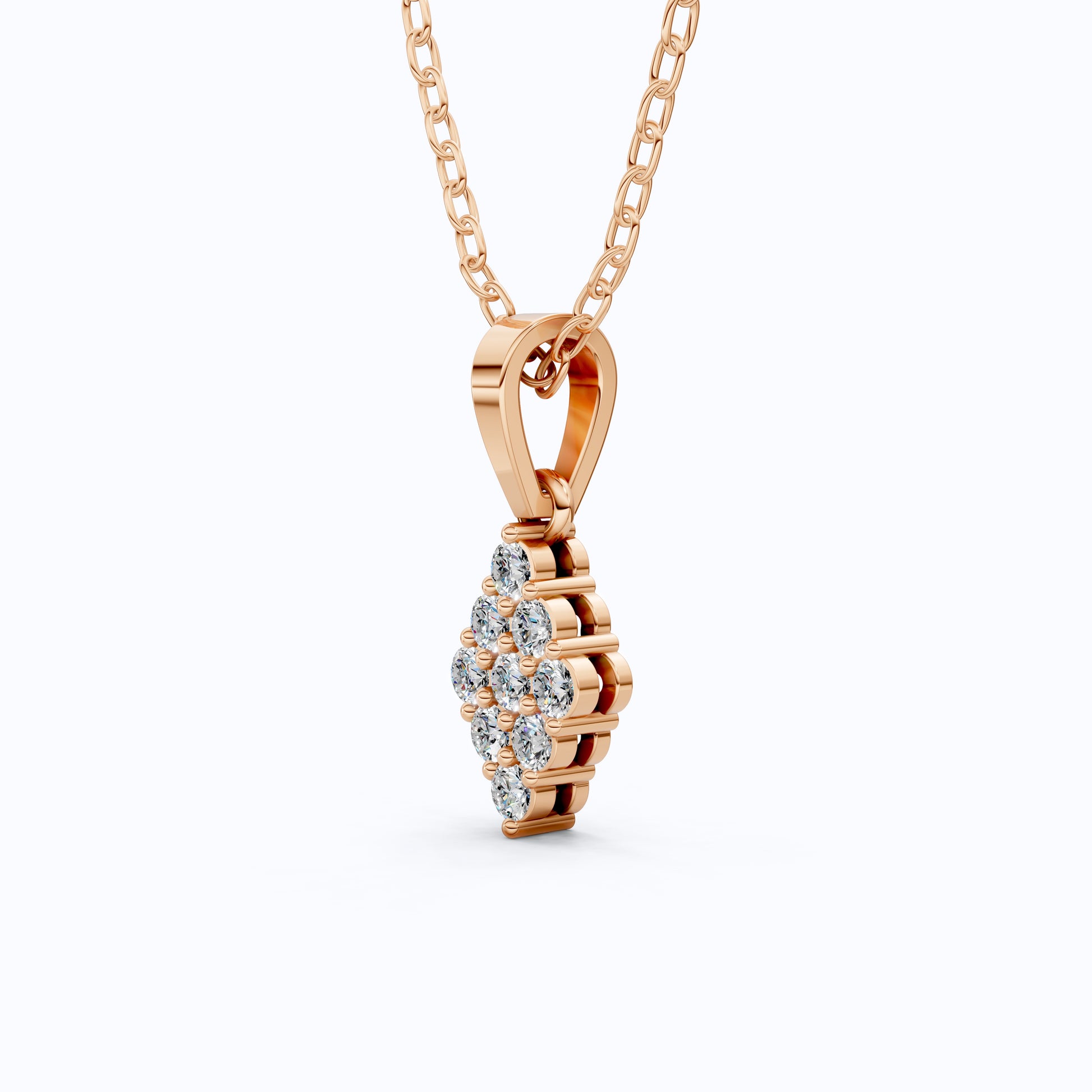 Vintage Marquise Cluster Wedding Pendant in Lab Grown Diamond – 14k Solid Gold, Bridal Jewelry for Women