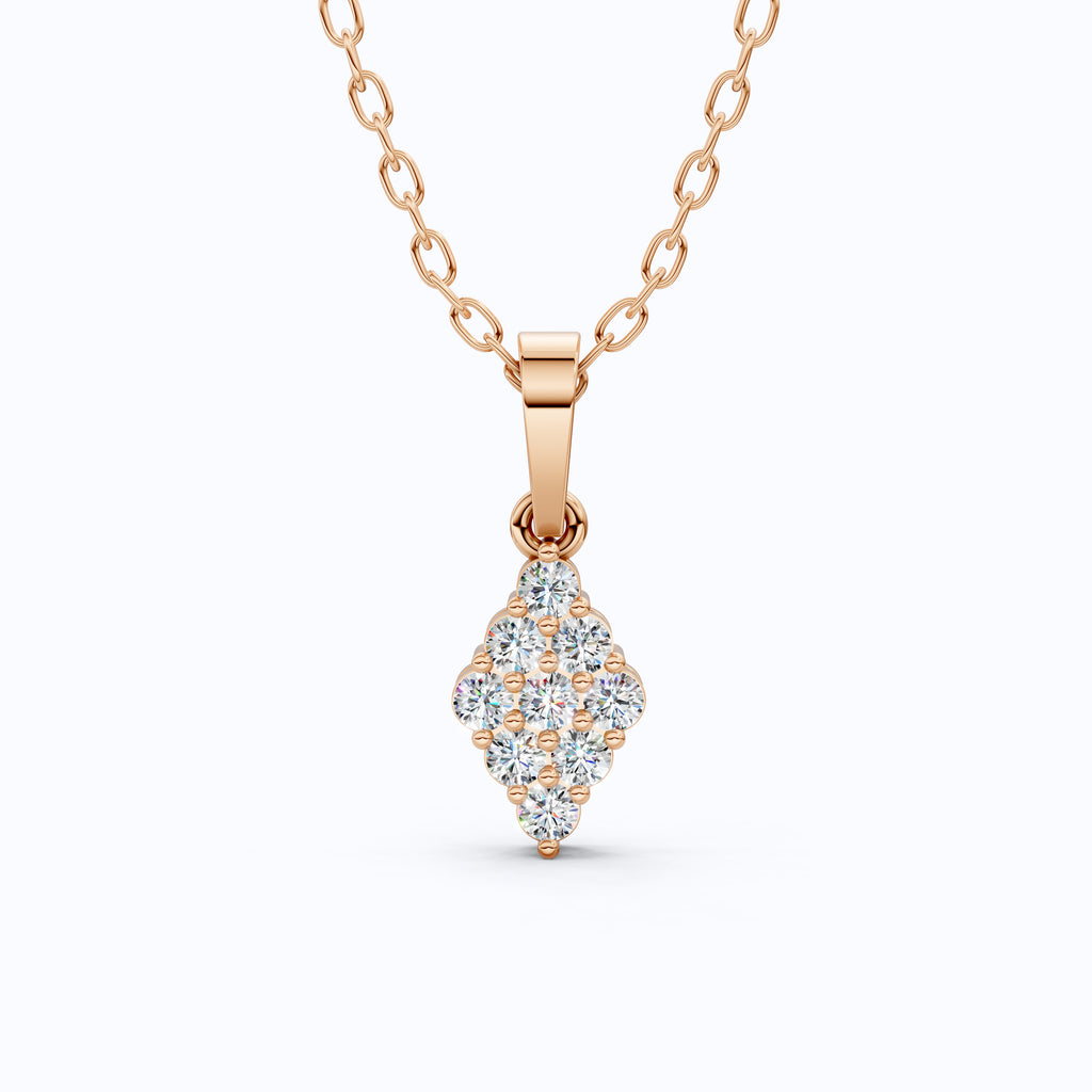 Vintage Marquise Cluster Wedding Pendant in Lab Grown Diamond – 14k Solid Gold, Bridal Jewelry for Women