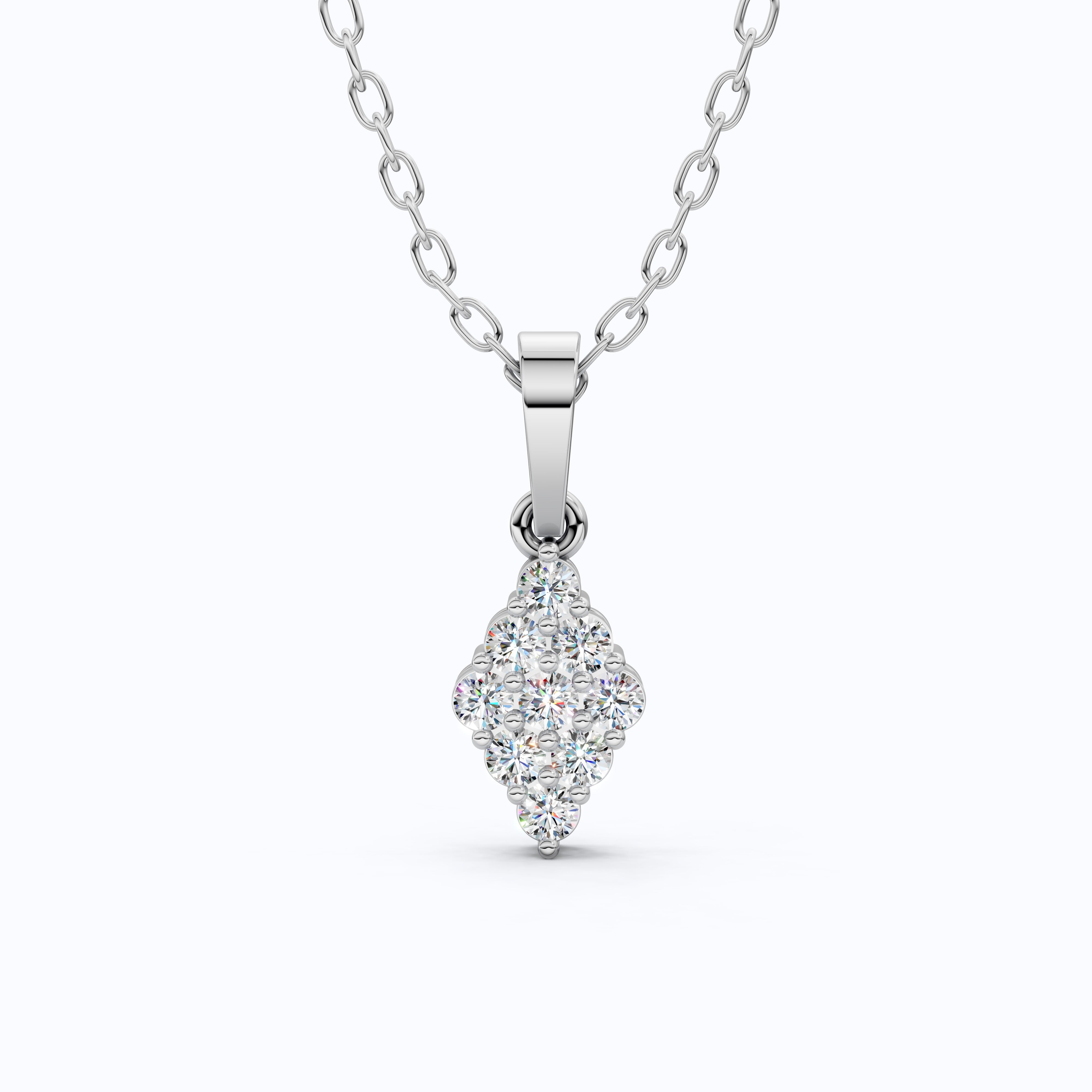 Vintage Marquise Cluster Wedding Pendant in Lab Grown Diamond – 14k Solid Gold, Bridal Jewelry for Women