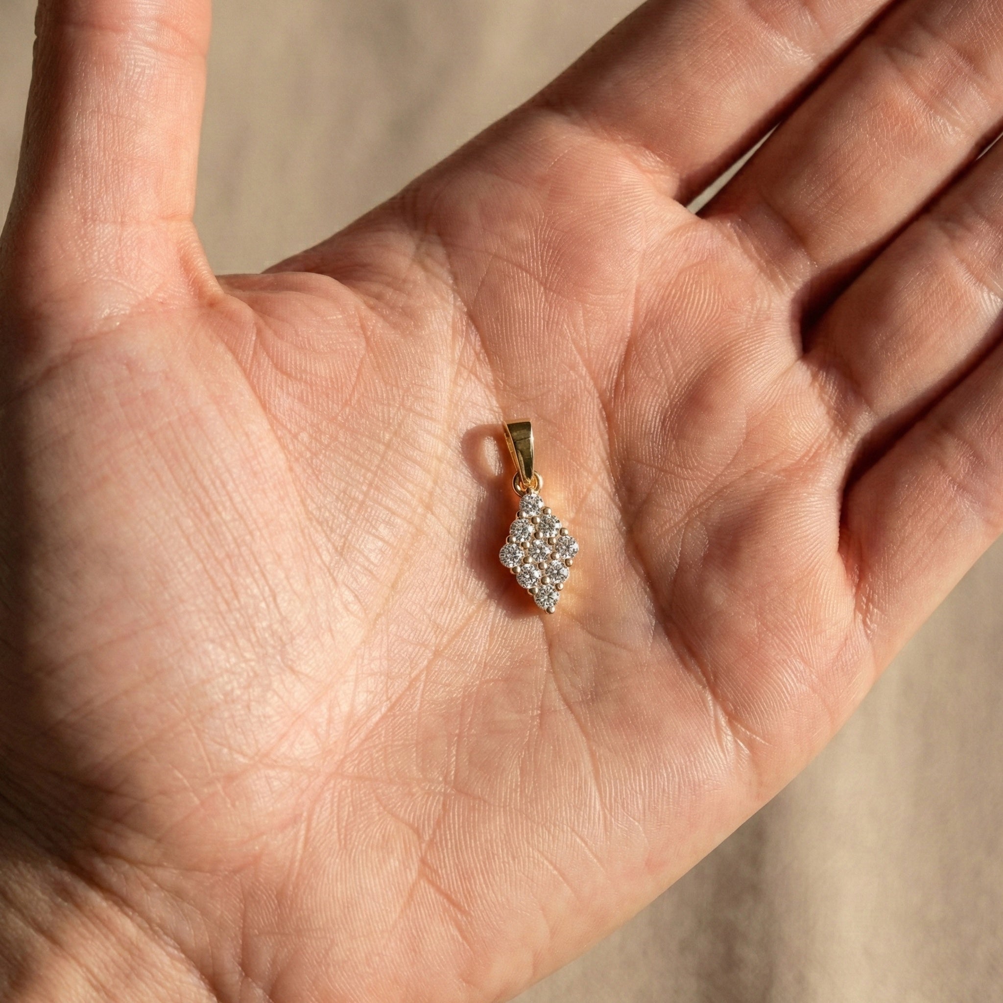 Vintage Marquise Cluster Wedding Pendant in Lab Grown Diamond – 14k Solid Gold, Bridal Jewelry for Women