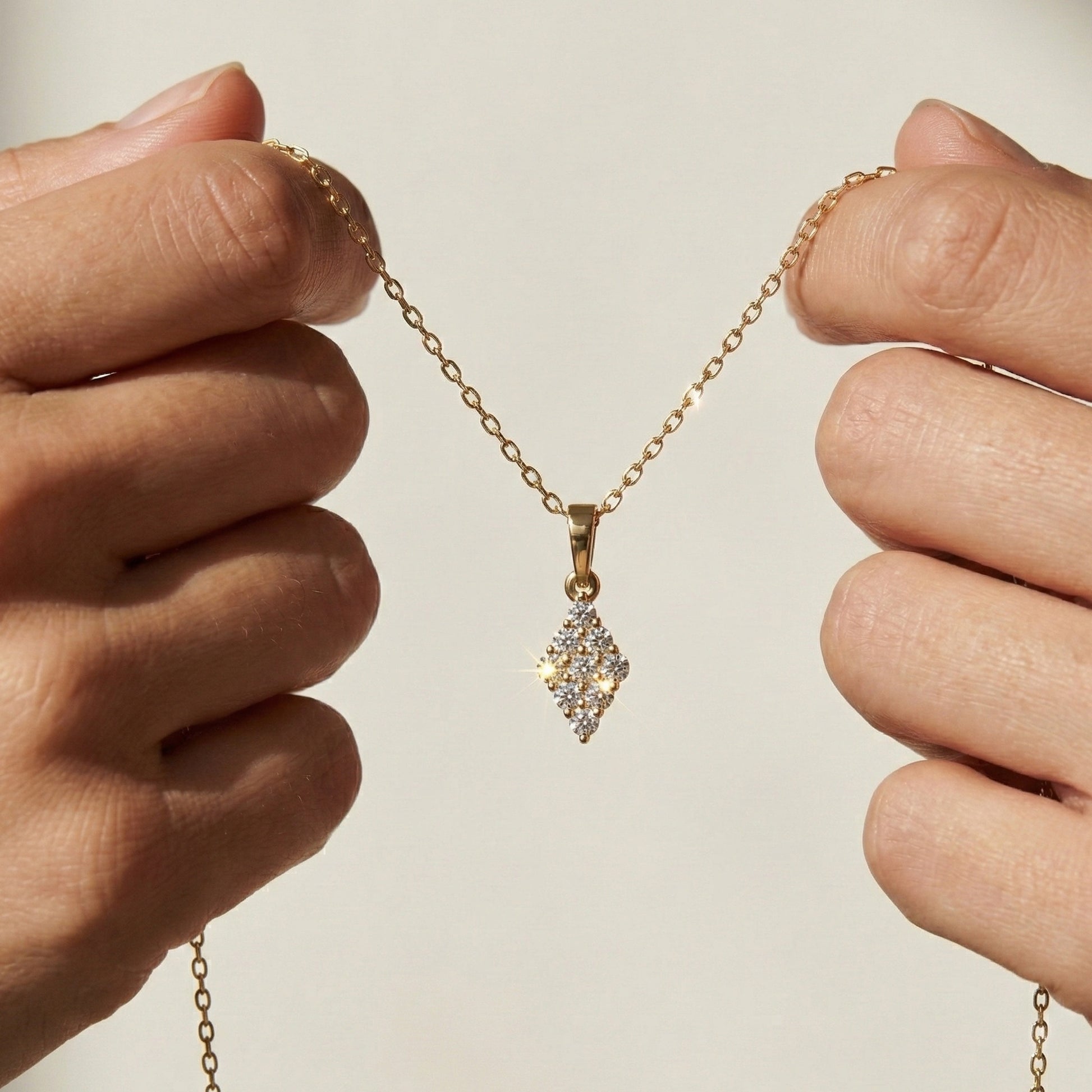 Vintage Marquise Cluster Wedding Pendant in Lab Grown Diamond – 14k Solid Gold, Bridal Jewelry for Women