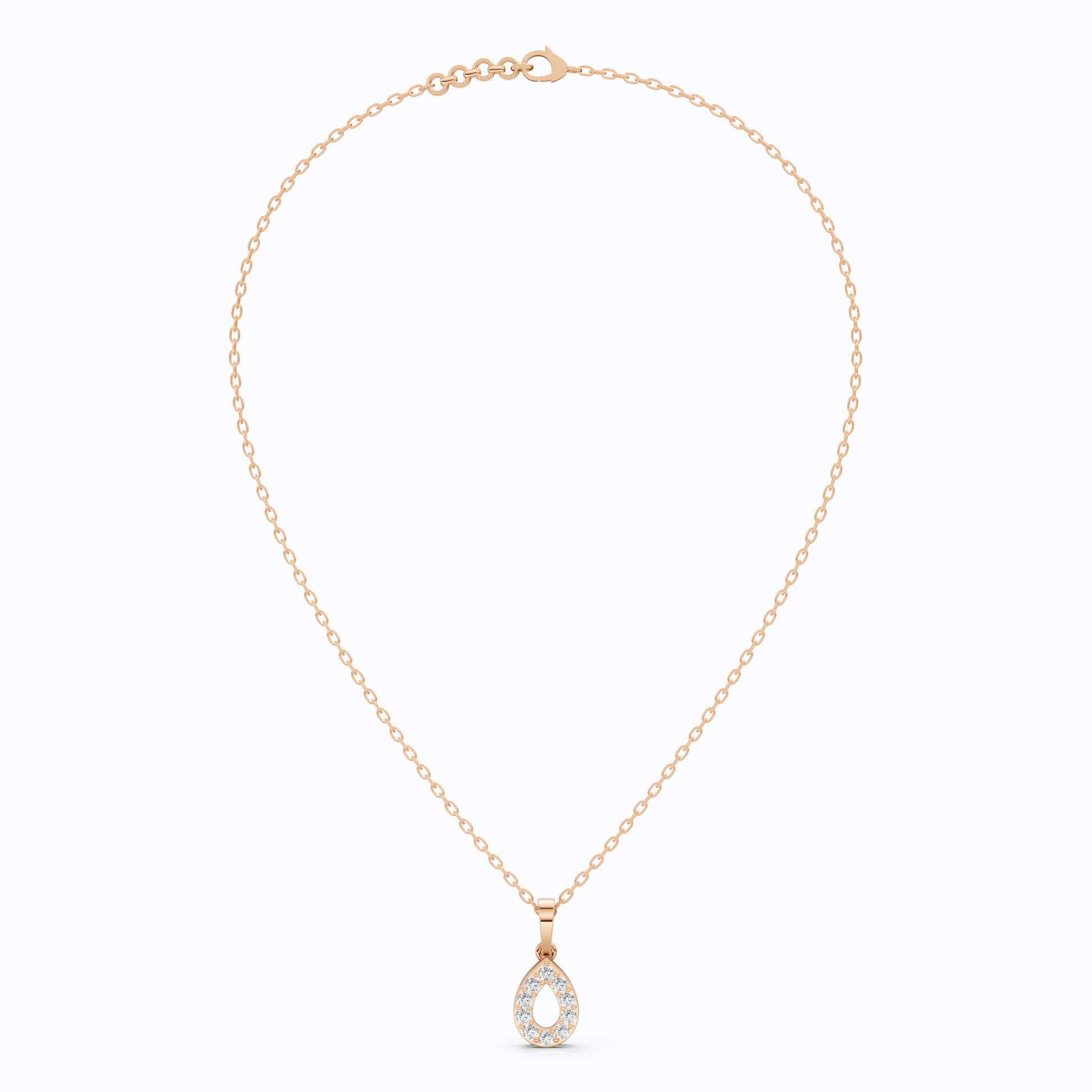 Open Teardrop Halo Wedding Pendant in Lab Grown Diamond – Solid 10k/14k Gold, Anniversary Gift for Wife, Bridal Jewelry