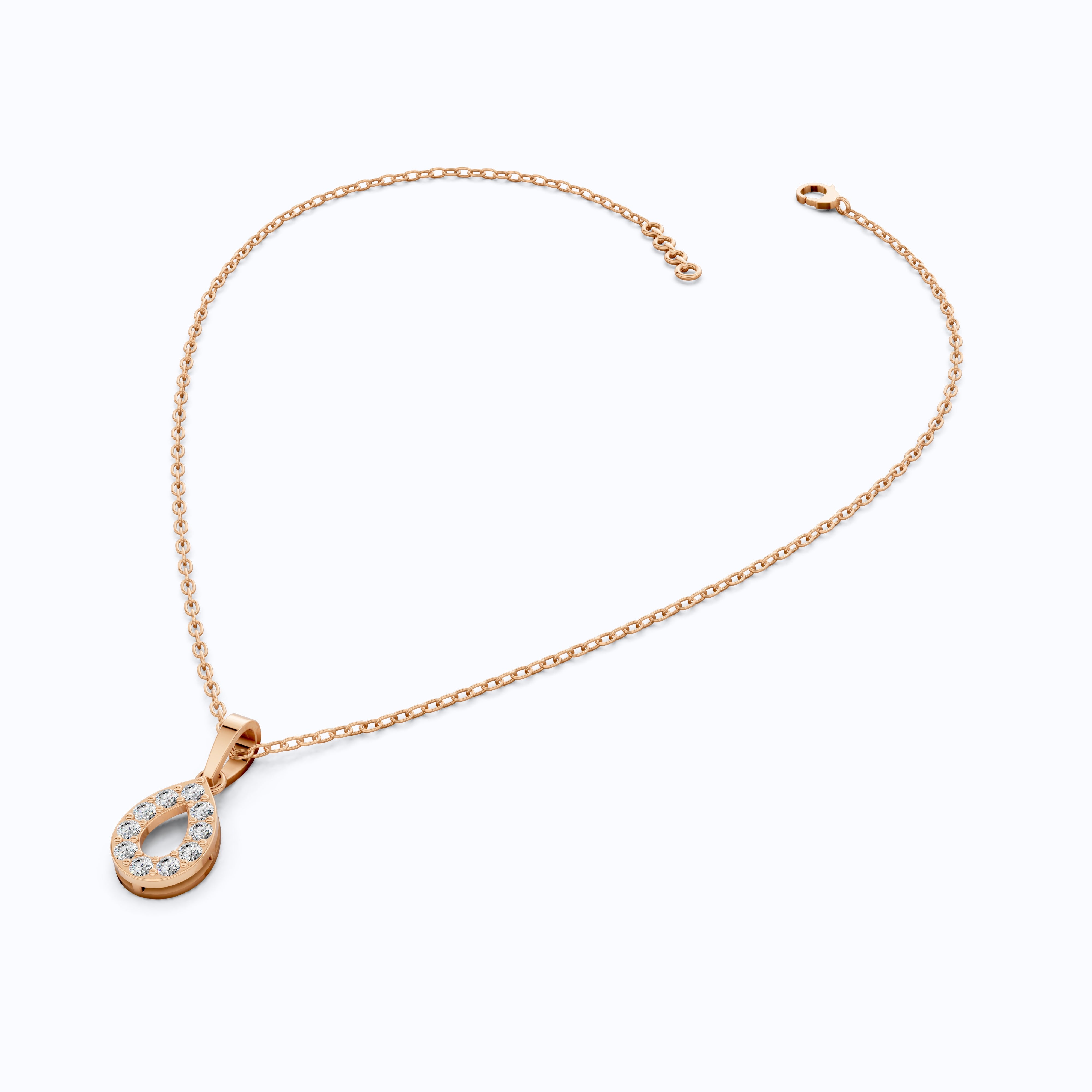 Open Teardrop Halo Wedding Pendant in Lab Grown Diamond – Solid 10k/14k Gold, Anniversary Gift for Wife, Bridal Jewelry