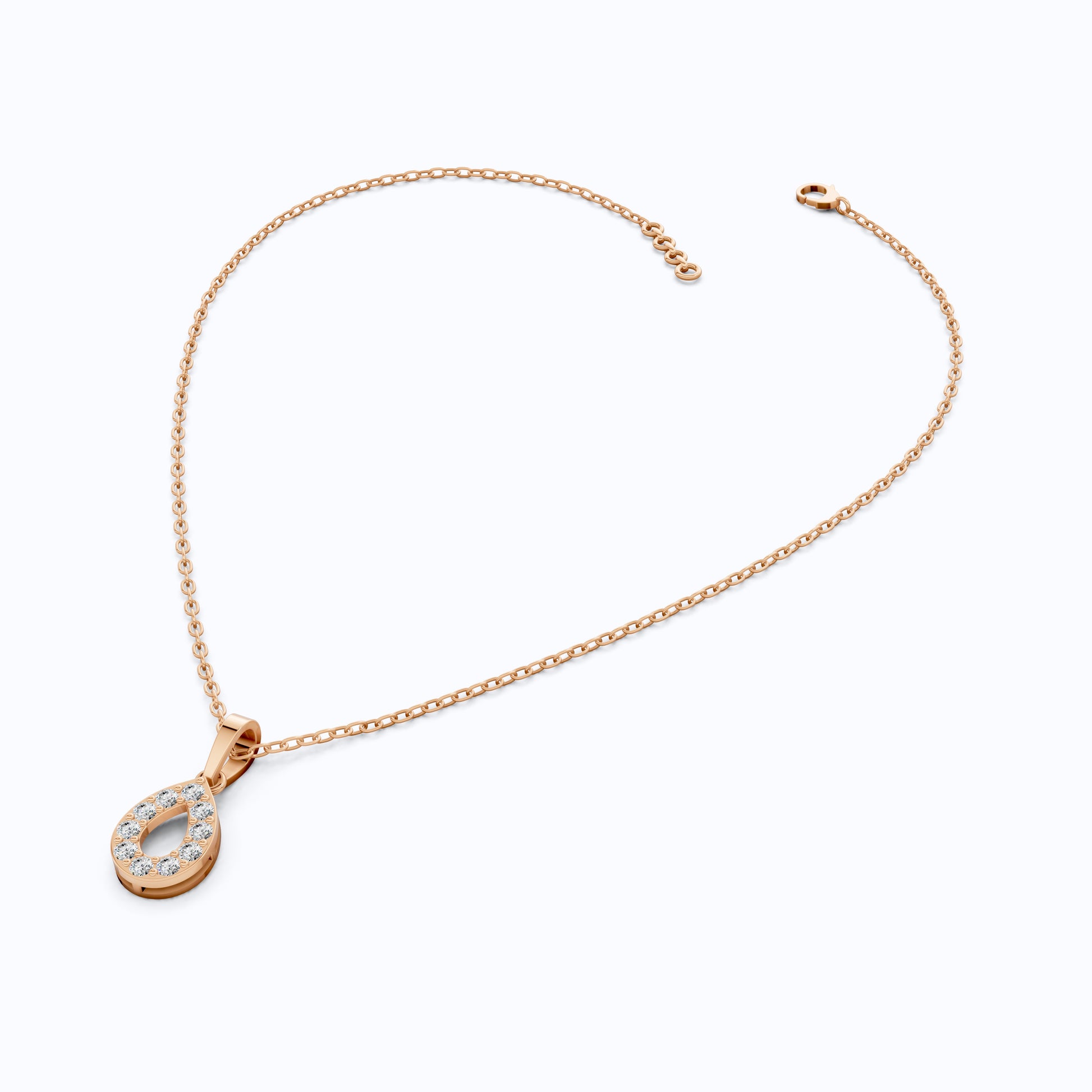 Open Teardrop Halo Wedding Pendant in Lab Grown Diamond – Solid 10k/14k Gold, Anniversary Gift for Wife, Bridal Jewelry