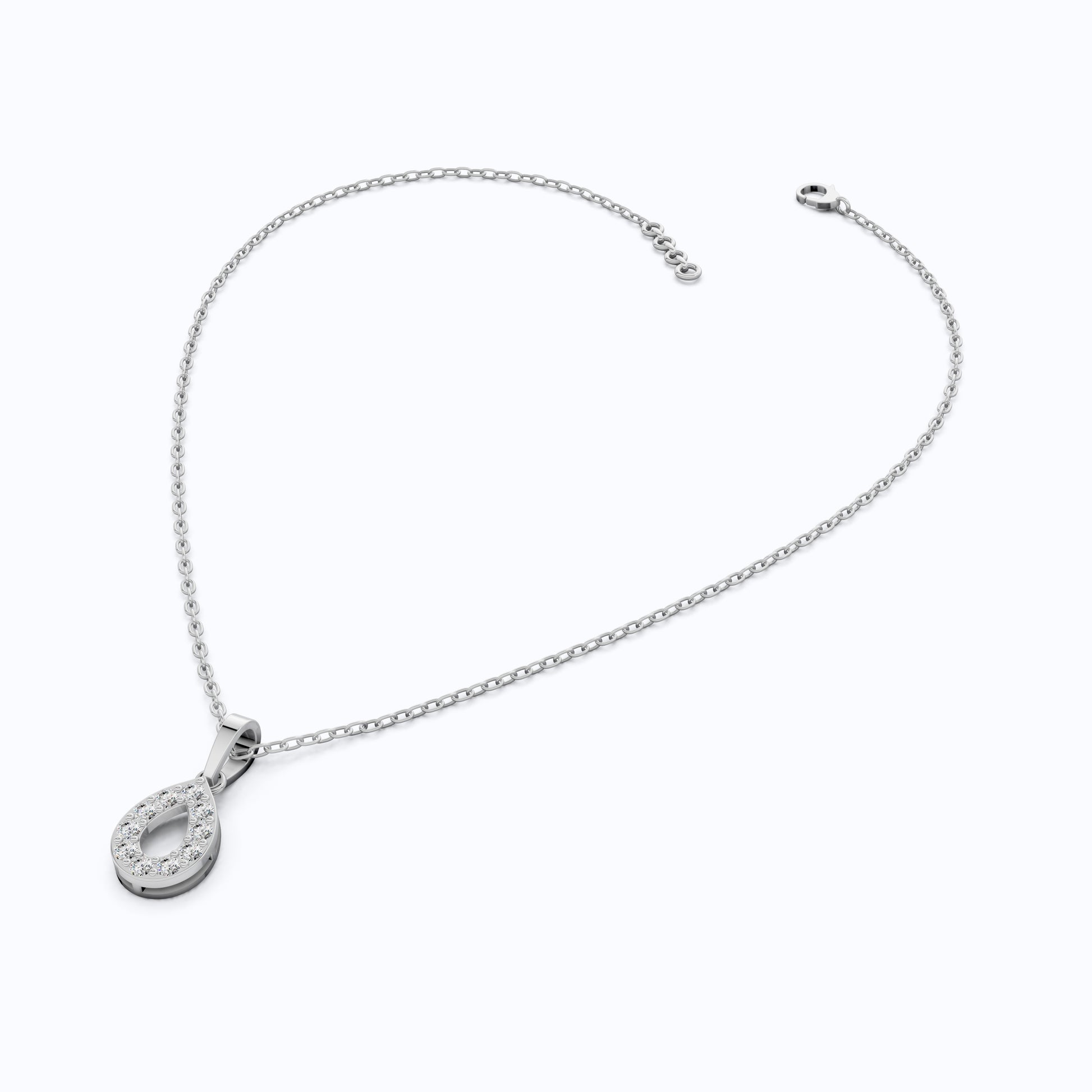 Open Teardrop Halo Wedding Pendant in Lab Grown Diamond – Solid 10k/14k Gold, Anniversary Gift for Wife, Bridal Jewelry