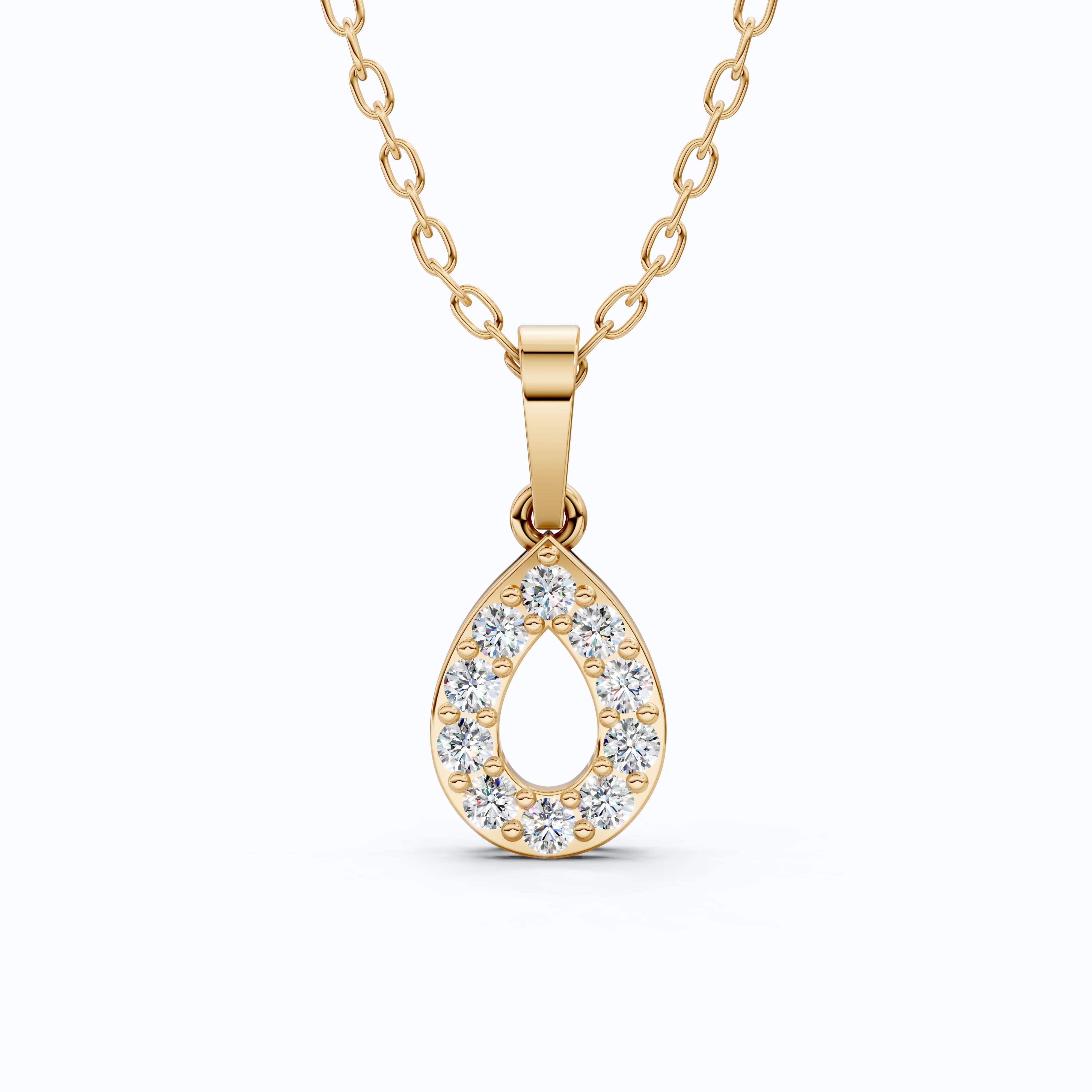 Open Teardrop Halo Wedding Pendant in Lab Grown Diamond – Solid 10k/14k Gold, Anniversary Gift for Wife, Bridal Jewelry