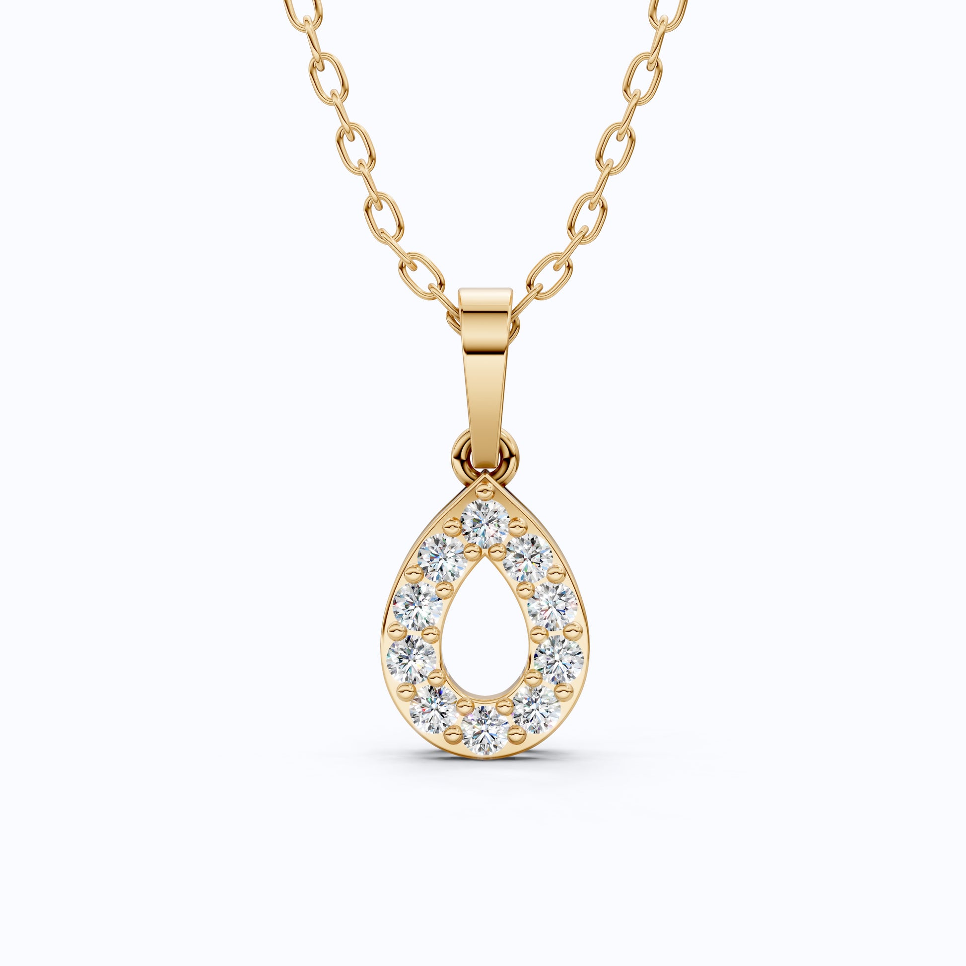 Open Teardrop Halo Wedding Pendant in Lab Grown Diamond – Solid 10k/14k Gold, Anniversary Gift for Wife, Bridal Jewelry