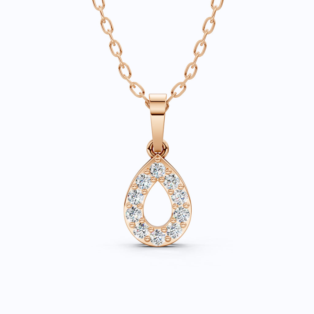 Open Teardrop Halo Wedding Pendant in Lab Grown Diamond – Solid 10k/14k Gold, Anniversary Gift for Wife, Bridal Jewelry