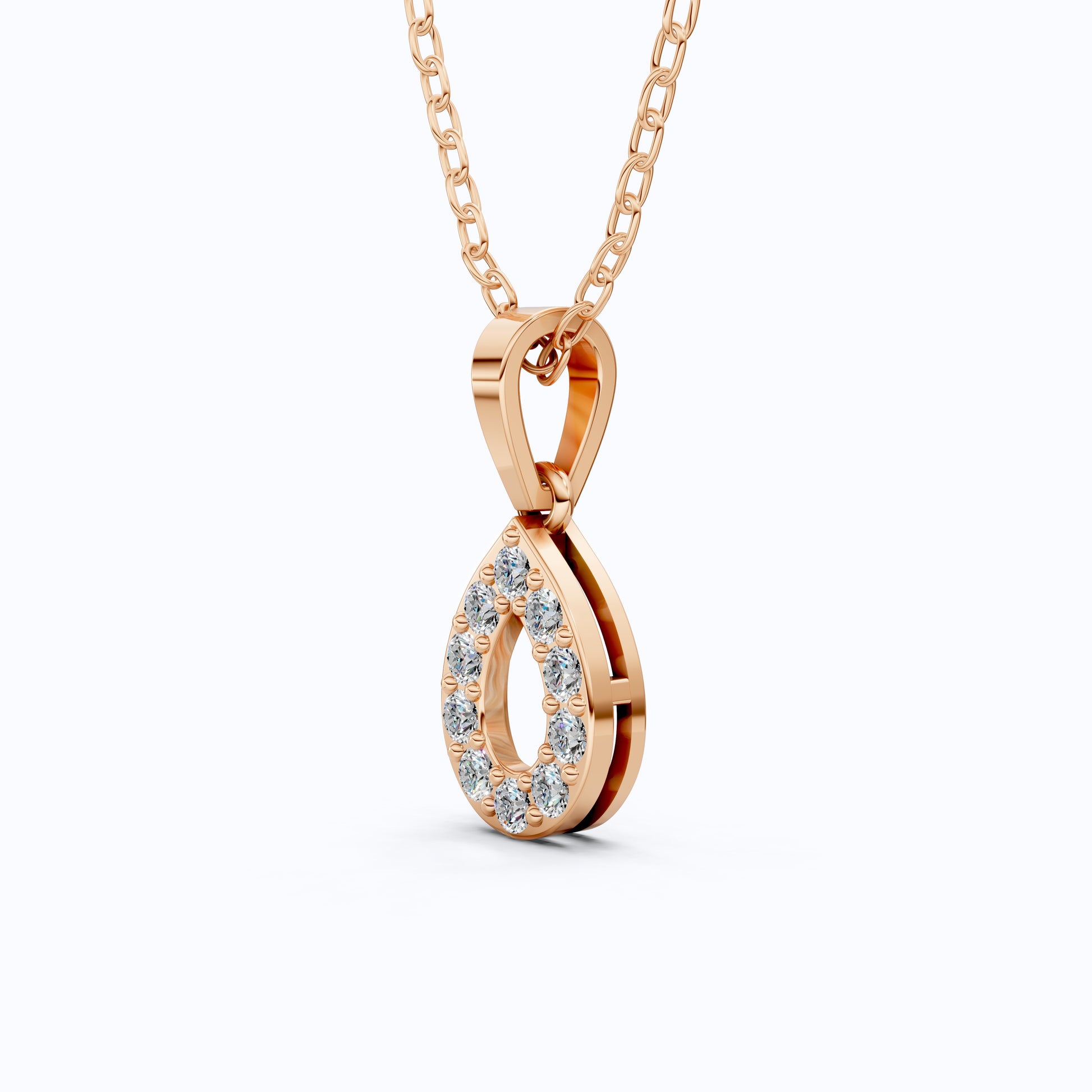 Open Teardrop Halo Wedding Pendant in Lab Grown Diamond – Solid 10k/14k Gold, Anniversary Gift for Wife, Bridal Jewelry
