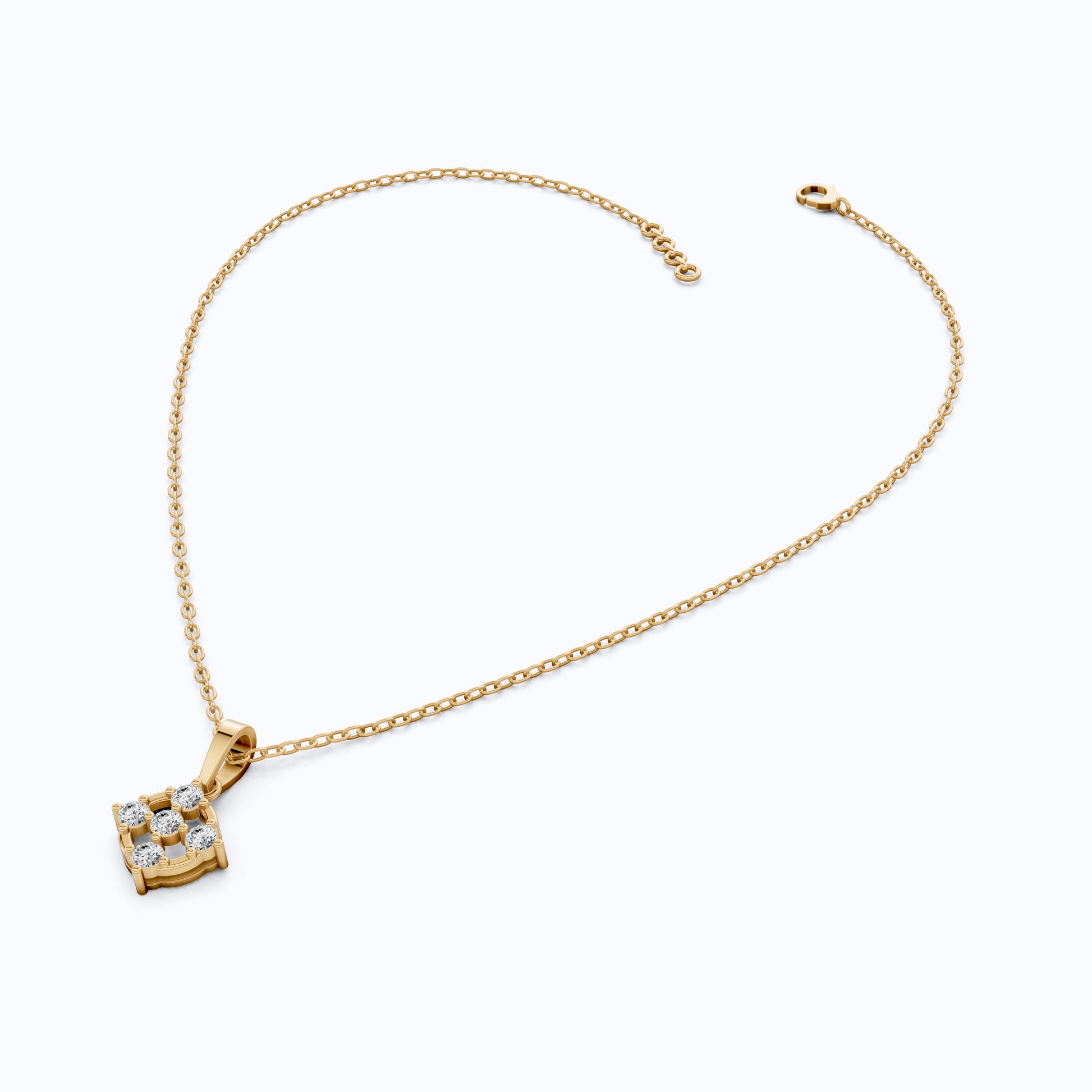 Stylish 5-Stone Diamond Cluster Pendant in Lab Diamond 14K Solid Gold, Anniversary Gift for Women, Daily Wear Pendant
