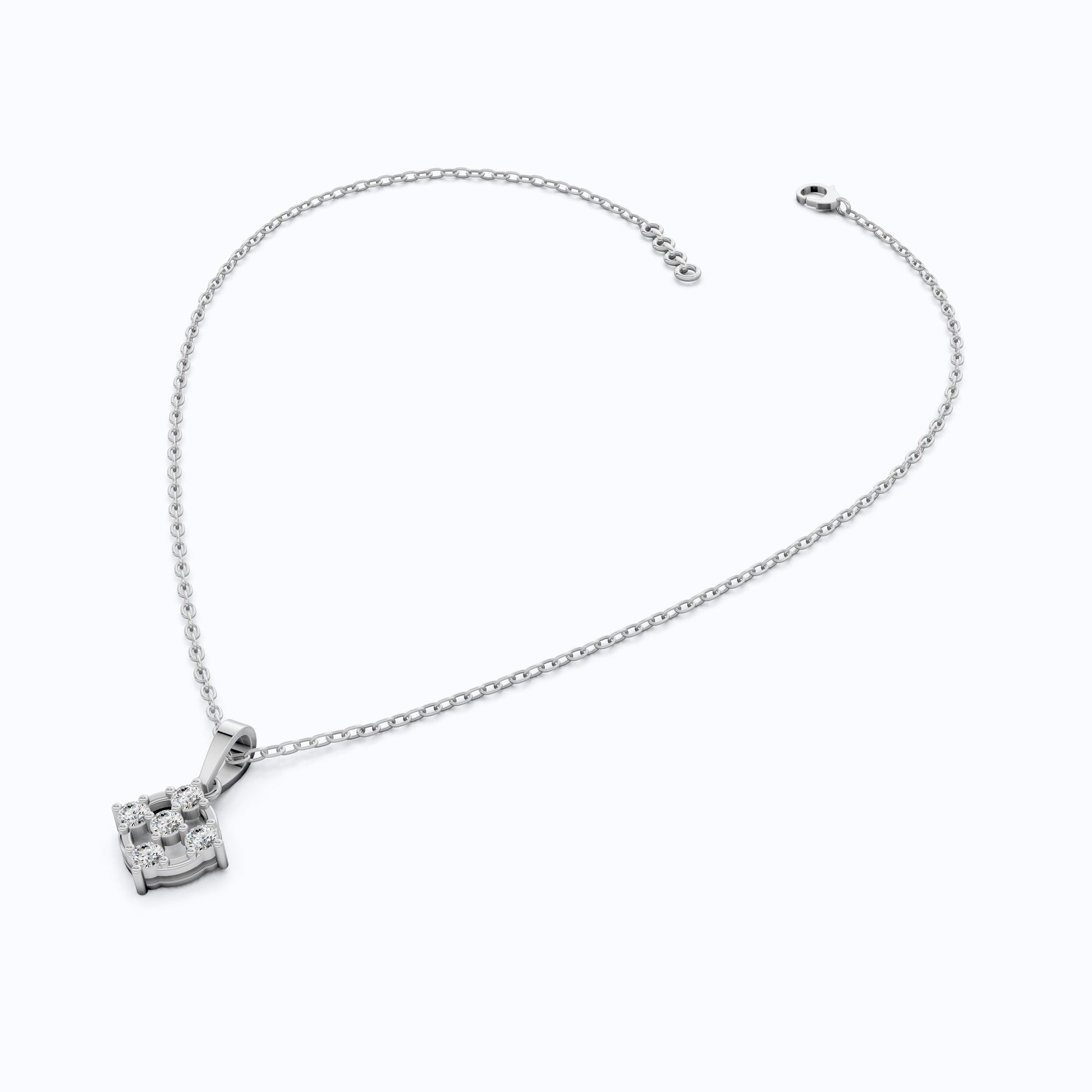 Stylish 5-Stone Diamond Cluster Pendant in Lab Diamond 14K Solid Gold, Anniversary Gift for Women, Daily Wear Pendant