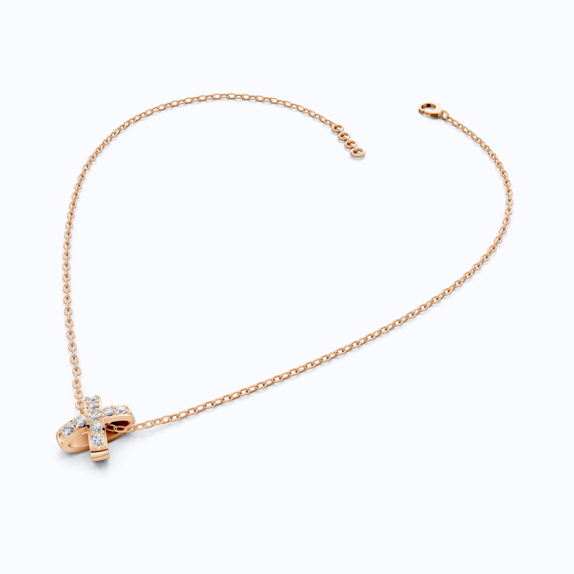 Dainty Criss-Cross X Pendant Necklace in Lab Grown Diamond-14k Solid Gold, Birthday Gift for Women,