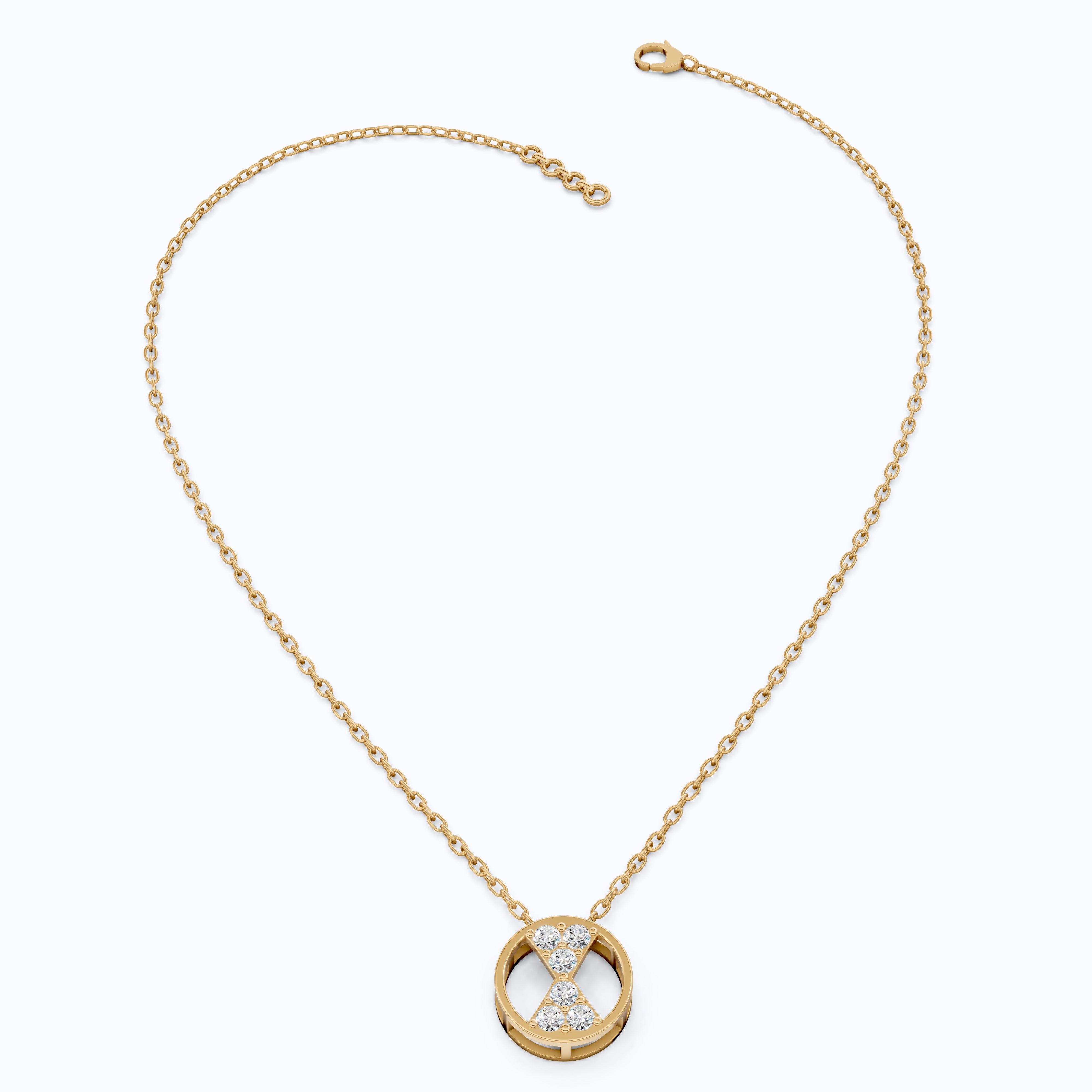 Stylish Hourglass Pavé Circle Diamond Pendant Necklace in Lab Grown Diamond 14k Solid  Gold Pendant for Her