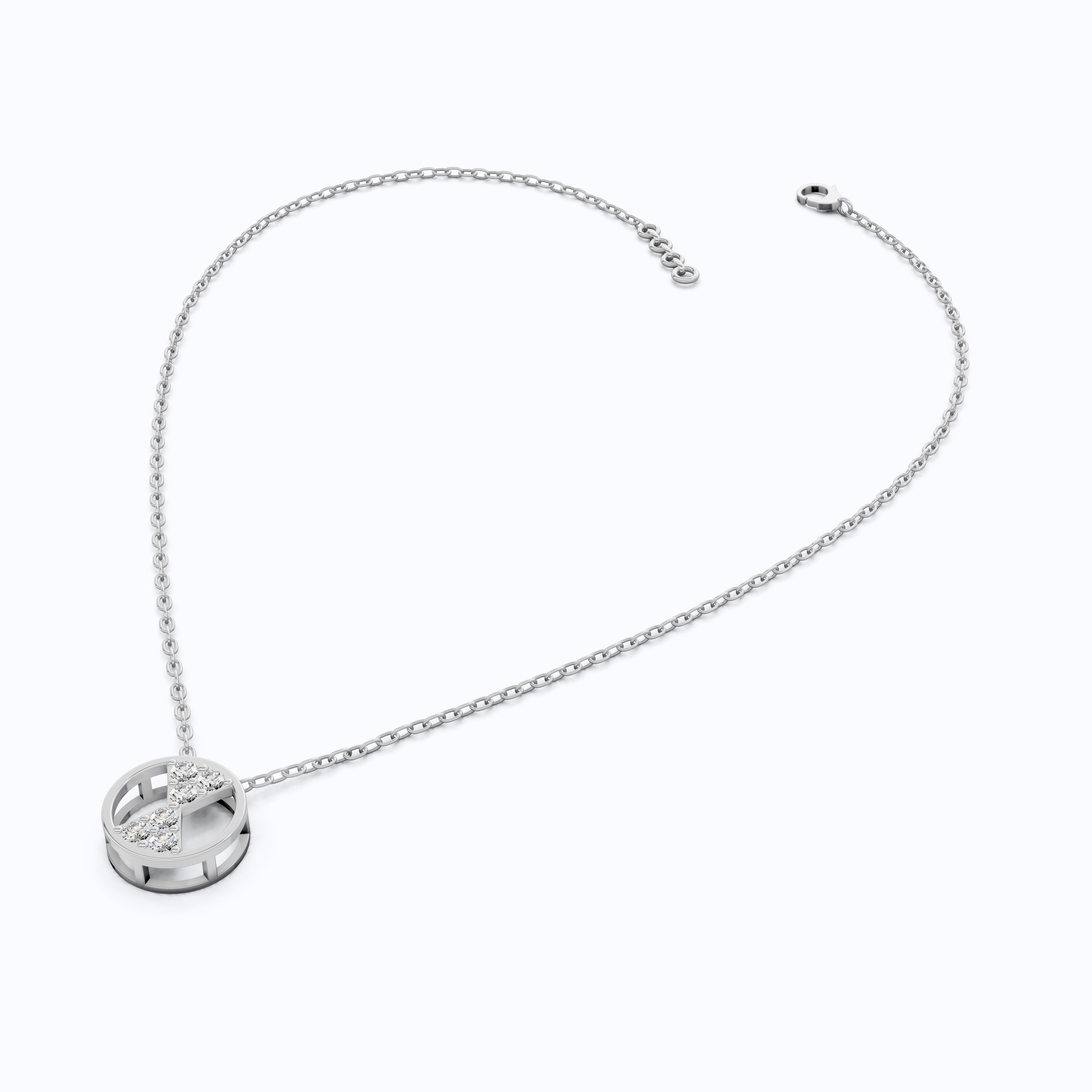 Stylish Hourglass Pavé Circle Diamond Pendant Necklace in Lab Grown Diamond 14k Solid  Gold Pendant for Her