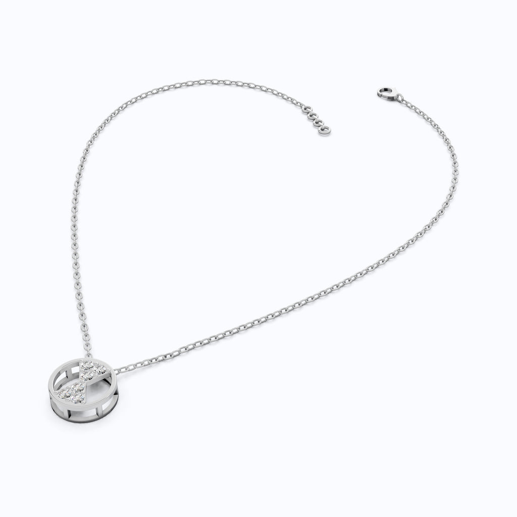 Stylish Hourglass Pavé Circle Diamond Pendant Necklace in Lab Grown Diamond 14k Solid  Gold Pendant for Her