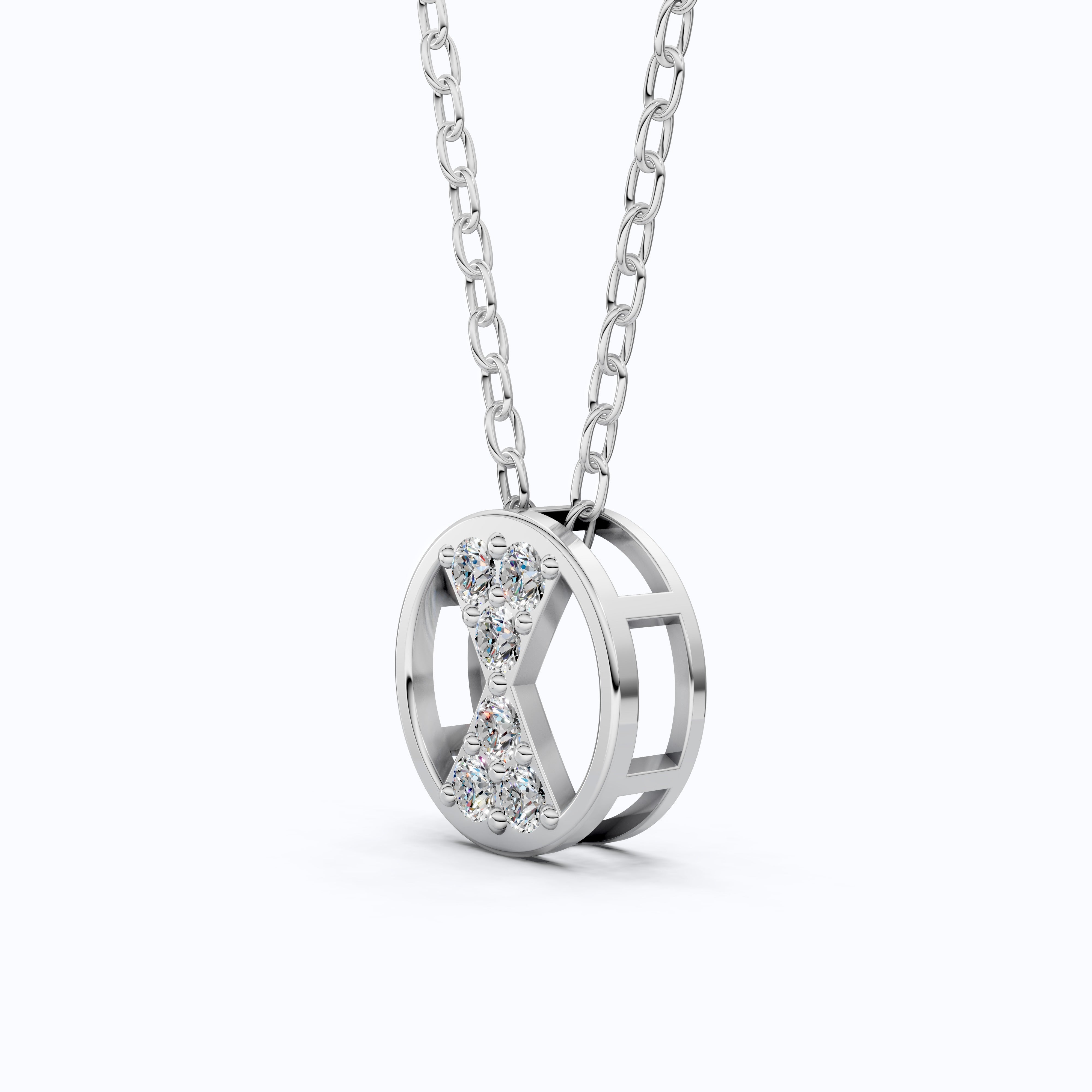 Stylish Hourglass Pavé Circle Diamond Pendant Necklace in Lab Grown Diamond 14k Solid  Gold Pendant for Her