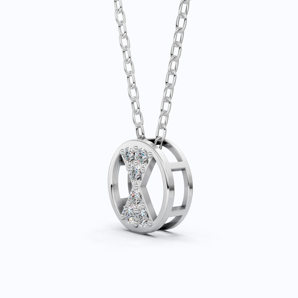 Stylish Hourglass Pavé Circle Diamond Pendant Necklace in Lab Grown Diamond 14k Solid  Gold Pendant for Her
