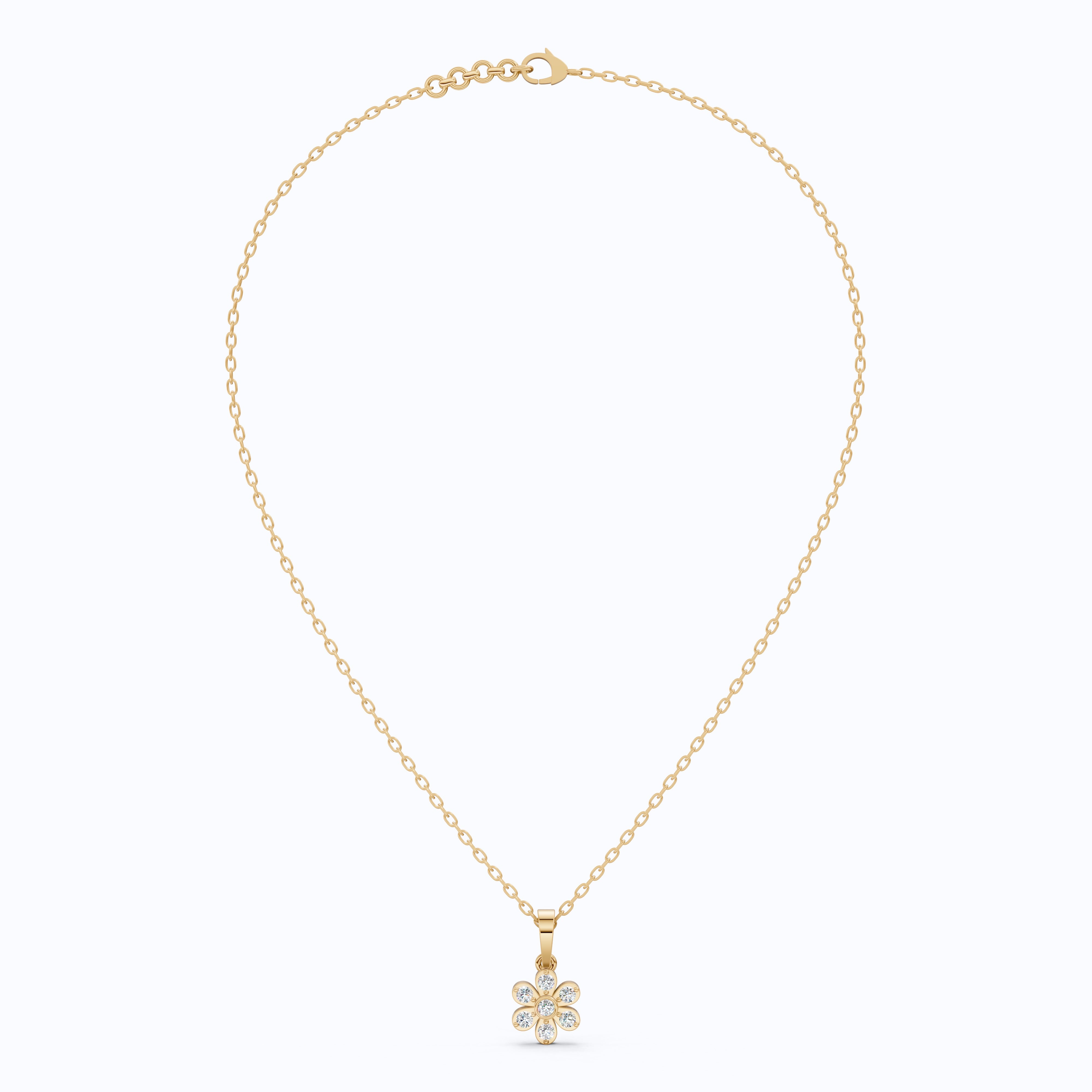 Romantic Daisy Flower Cluster Pendant in Lab Diamond-14k Solid Gold, Unique Pendant, Bridesmaid Jewelry