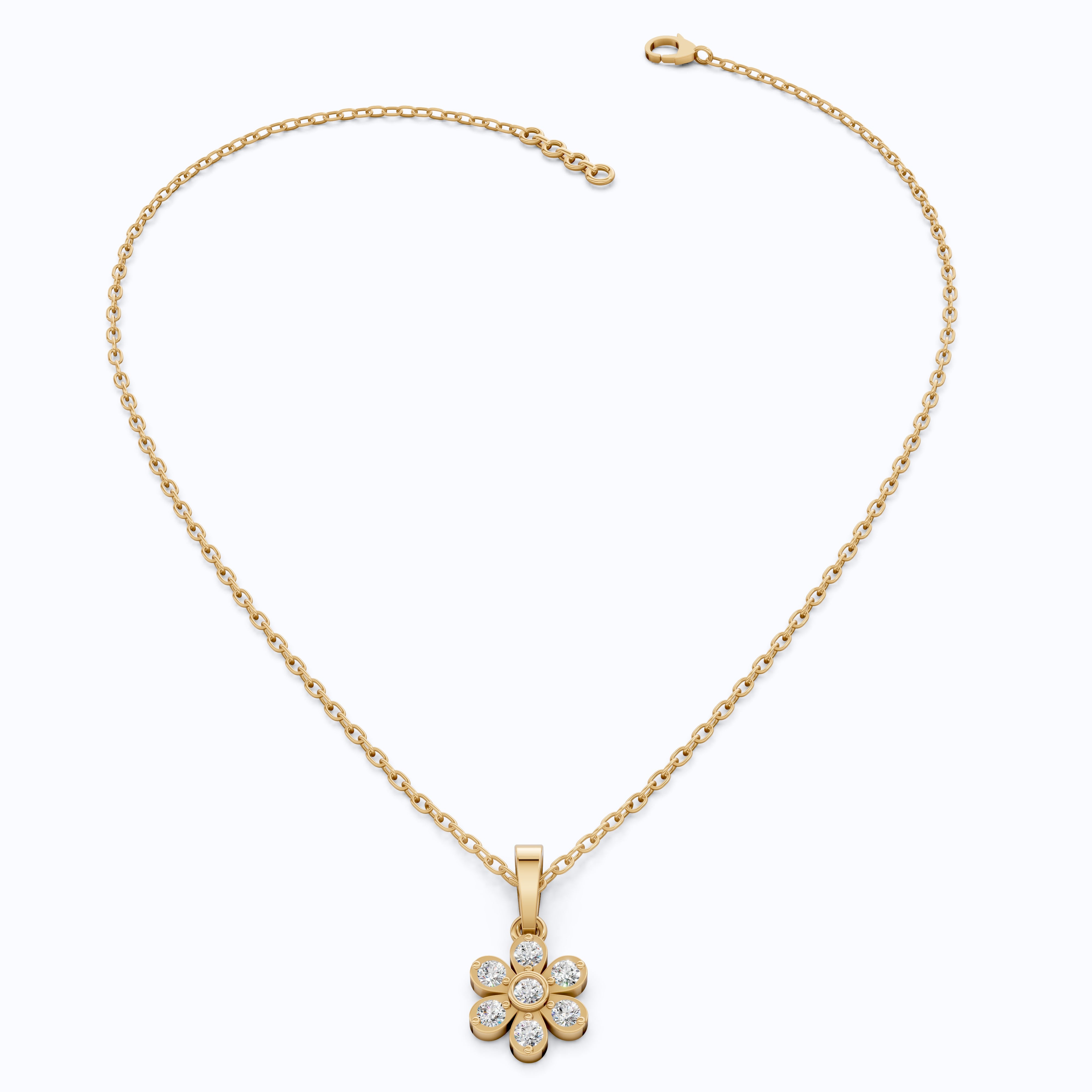 Romantic Daisy Flower Cluster Pendant in Lab Diamond-14k Solid Gold, Unique Pendant, Bridesmaid Jewelry