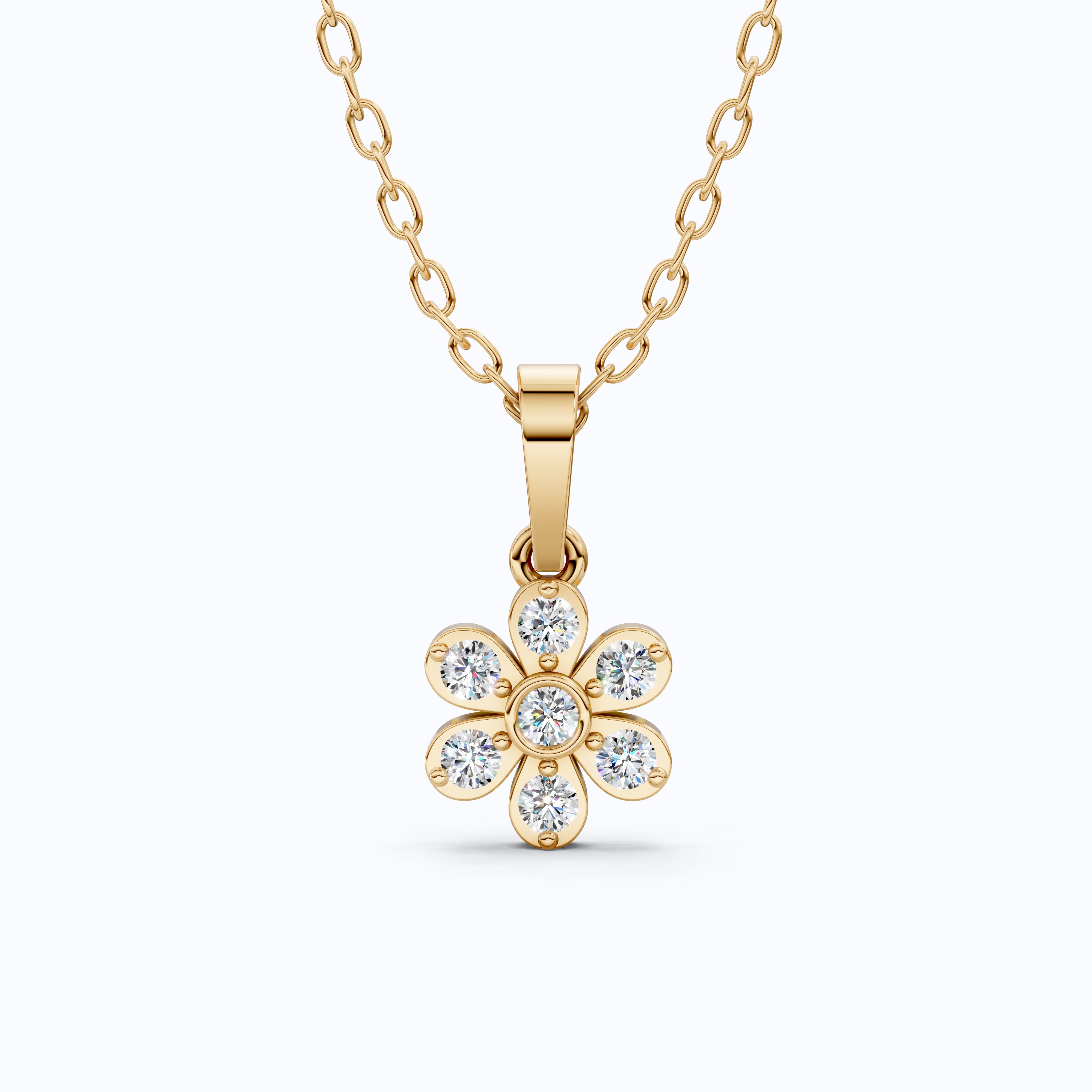 Romantic Daisy Flower Cluster Pendant in Lab Diamond-14k Solid Gold, Unique Pendant, Bridesmaid Jewelry