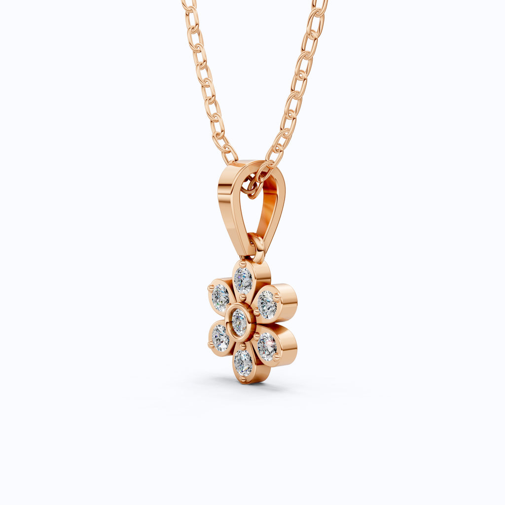 Romantic Daisy Flower Cluster Pendant in Lab Diamond-14k Solid Gold, Unique Pendant, Bridesmaid Jewelry