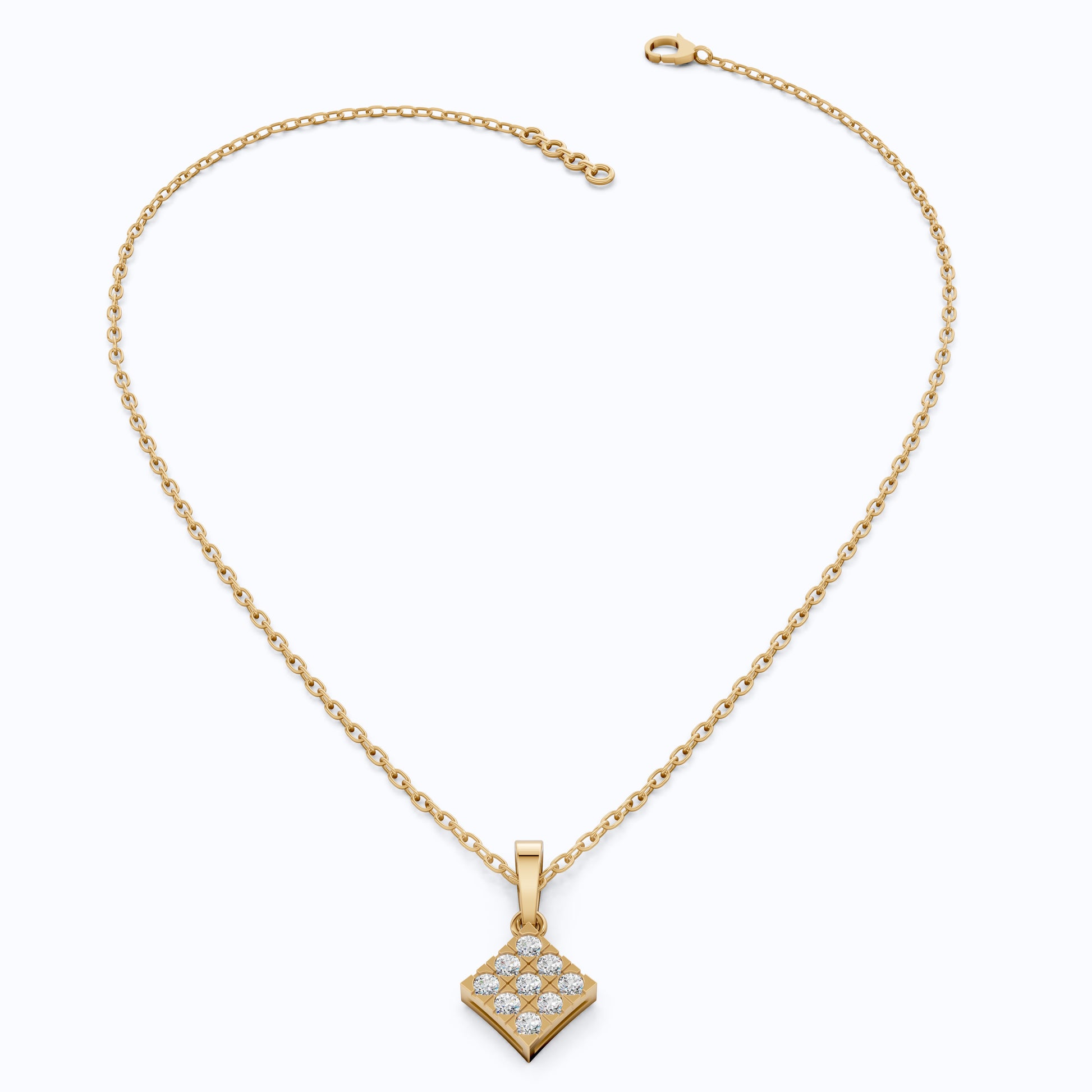 Classic Square Diamond Cluster Pendant in Lab Grown Diamond-14k Solid Gold, Luxury Jewelry Gift for Her, Everyday Jewelry