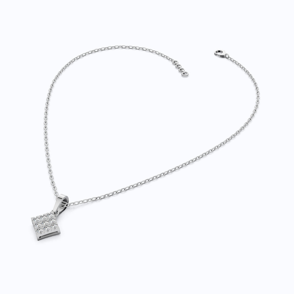 Classic Square Diamond Cluster Pendant in Lab Grown Diamond-14k Solid Gold, Luxury Jewelry Gift for Her, Everyday Jewelry